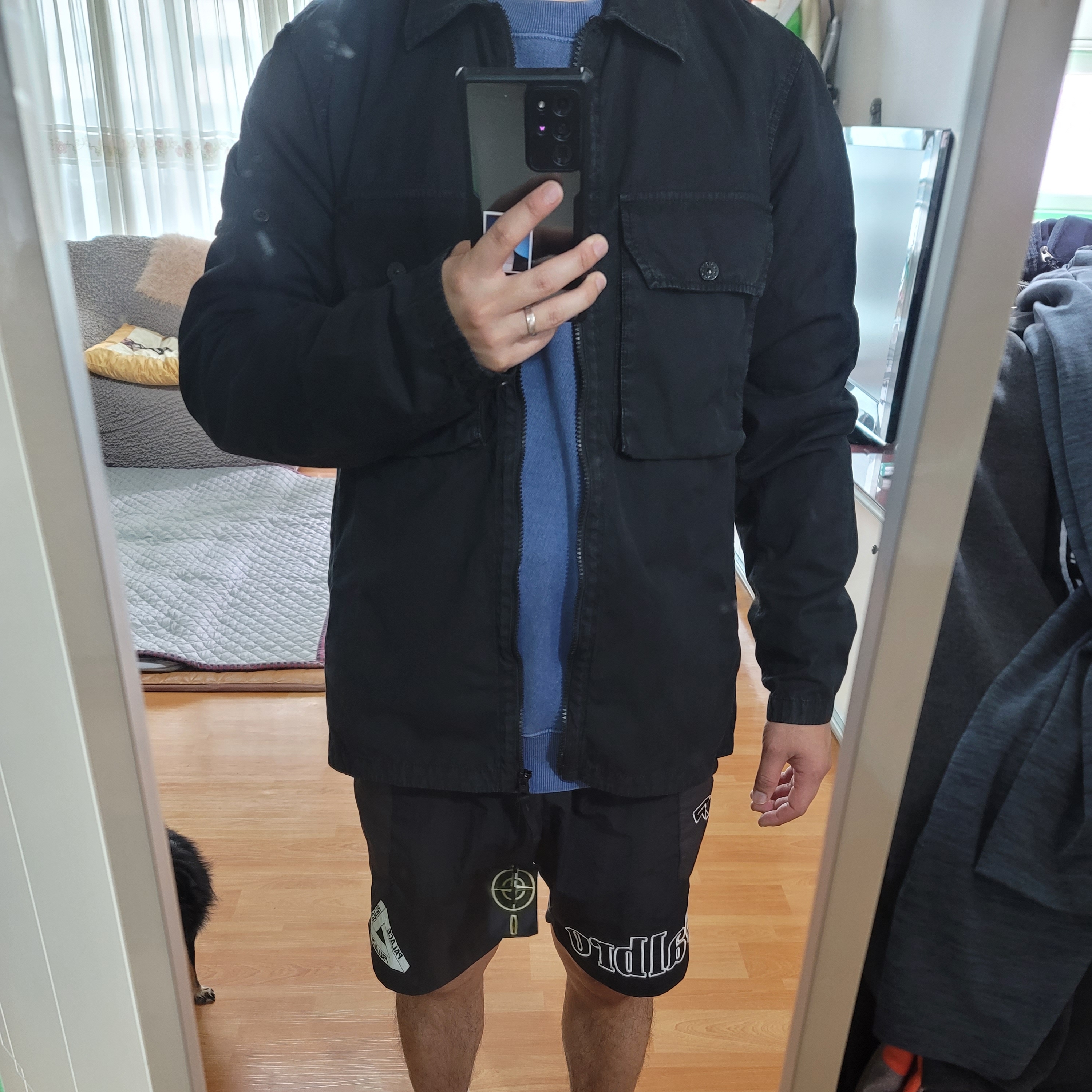 Stone Island 113WN T.CO+OLD Overshirt Black - 21FW 착용 스타일 - 4