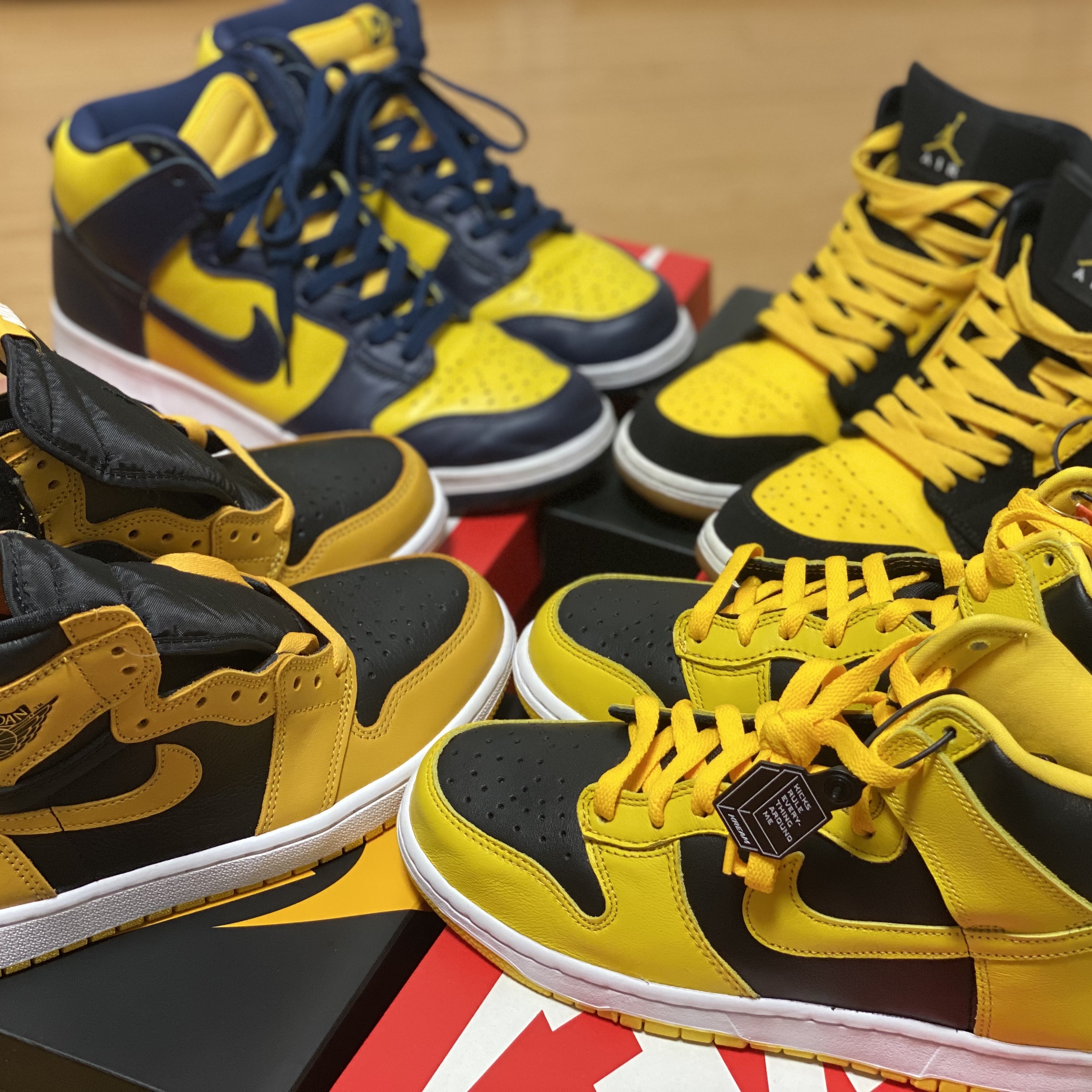 Nike Dunk High SP Varsity Maize, Nike Dunk High SP Maize & Blue 착용 스타일