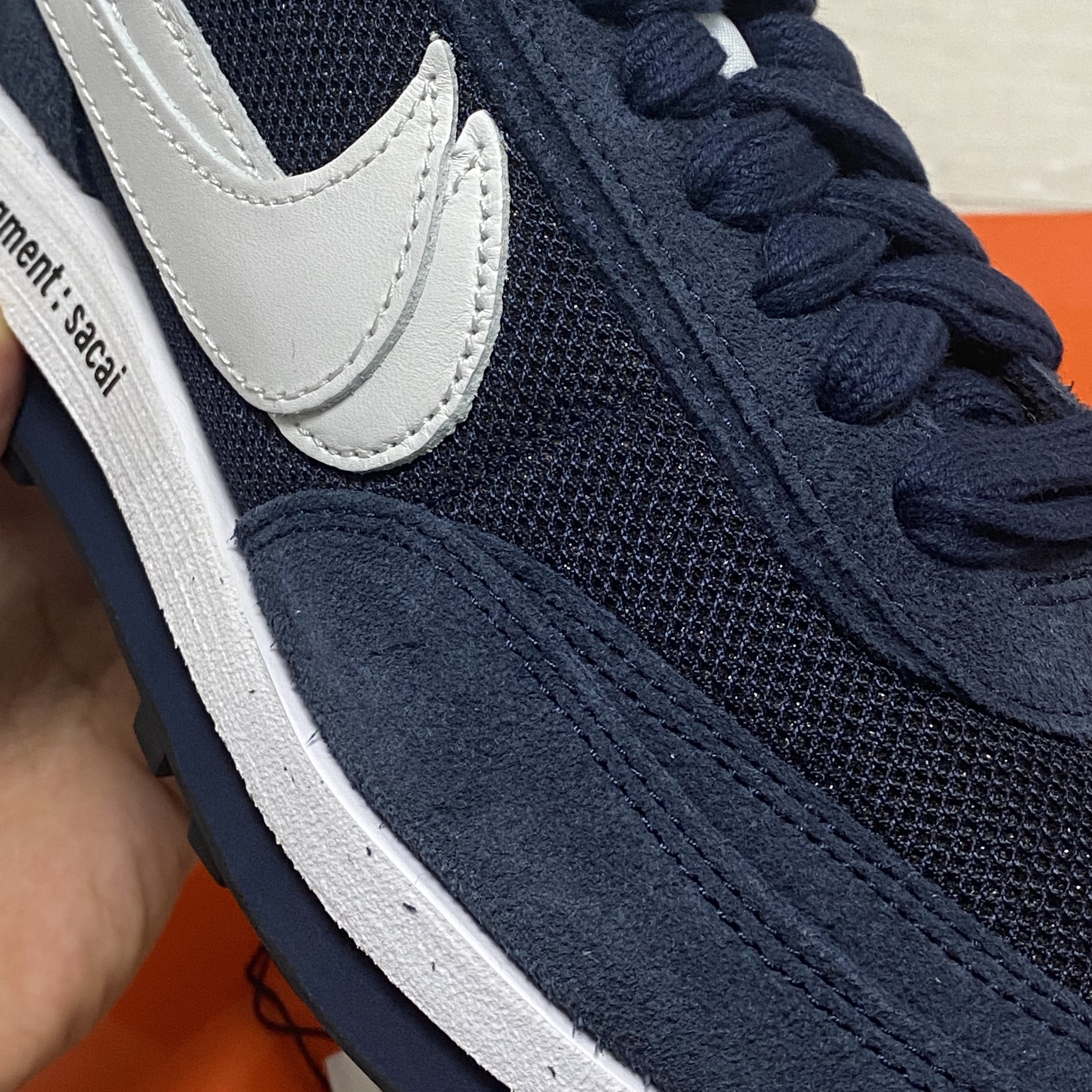 Nike x Sacai x Fragment LDWaffle Blackened Blue 착용 스타일 - 5