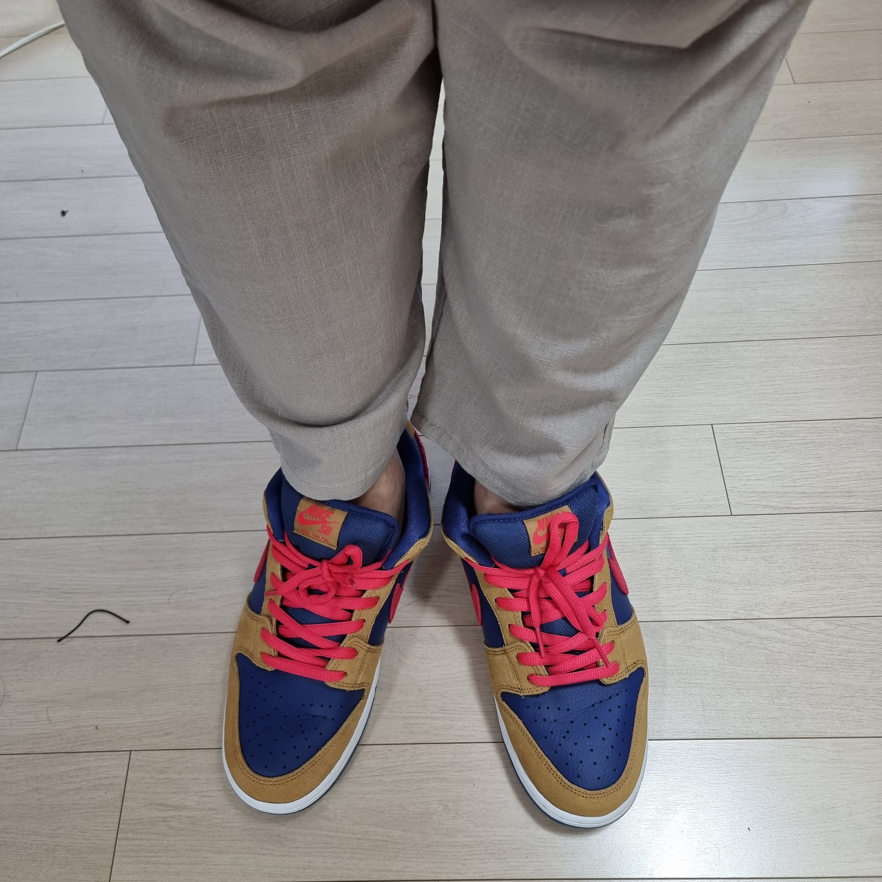 Nike SB Dunk Low Pro Wheat and Purple 착용 스타일 - 1