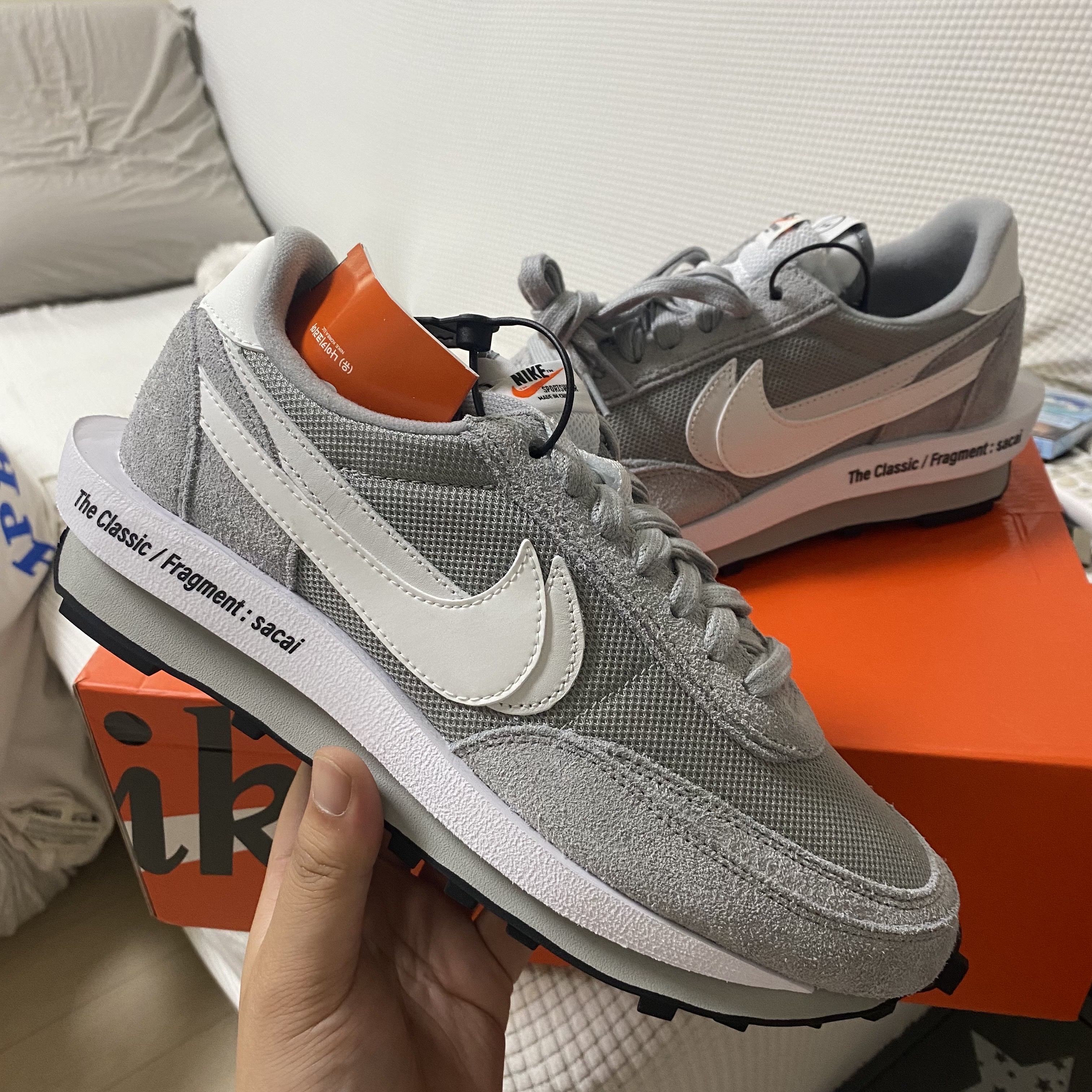 Nike x Sacai x Fragment LDWaffle Light Smoke Grey 착용 스타일