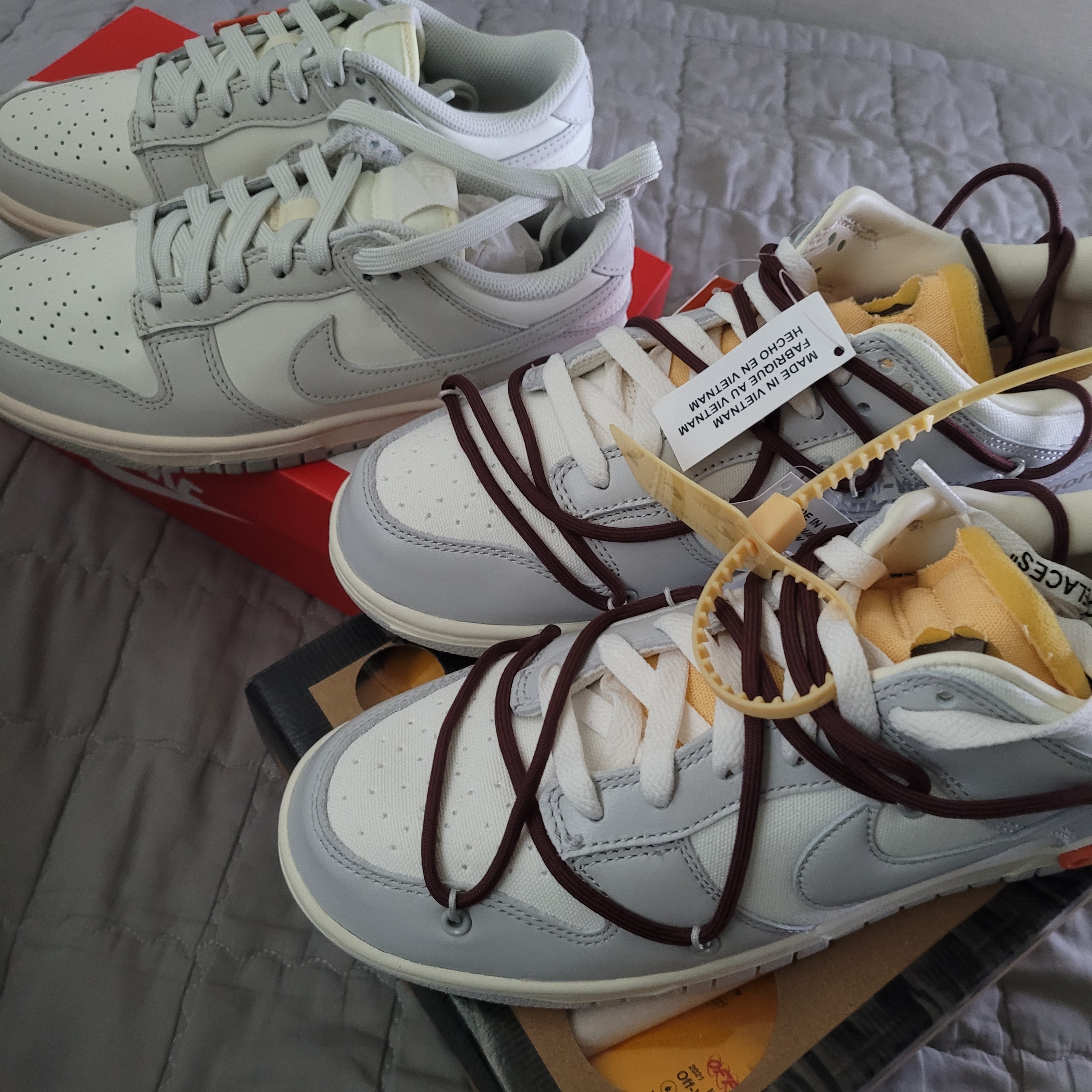 Nike x Off-White Dunk Low The 50 - Lot 46, (W) Nike Dunk Low Light Bone 착용 스타일