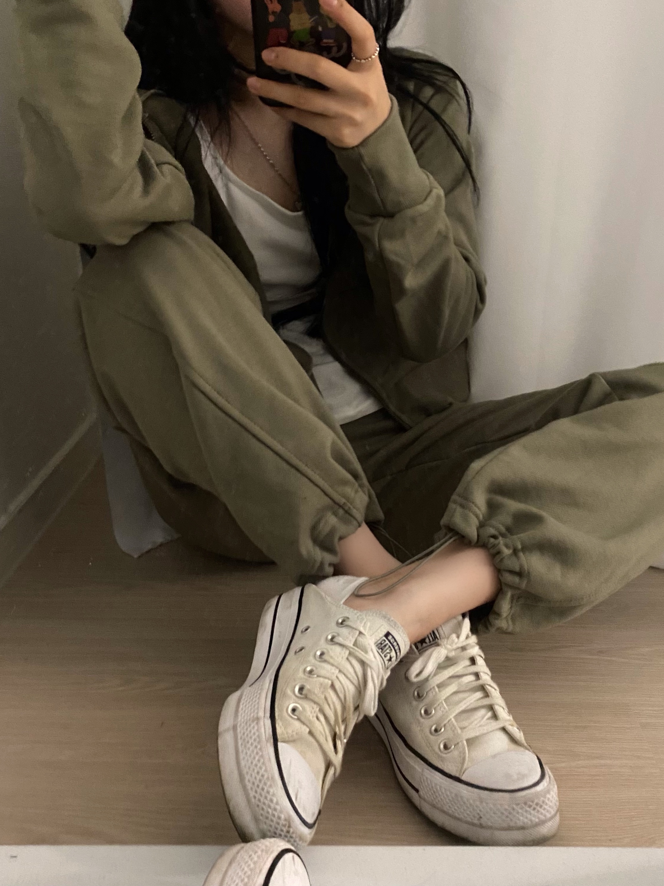 (W) Converse Chuck Taylor All Star Lift Ox White Black 착용 스타일 - 4
