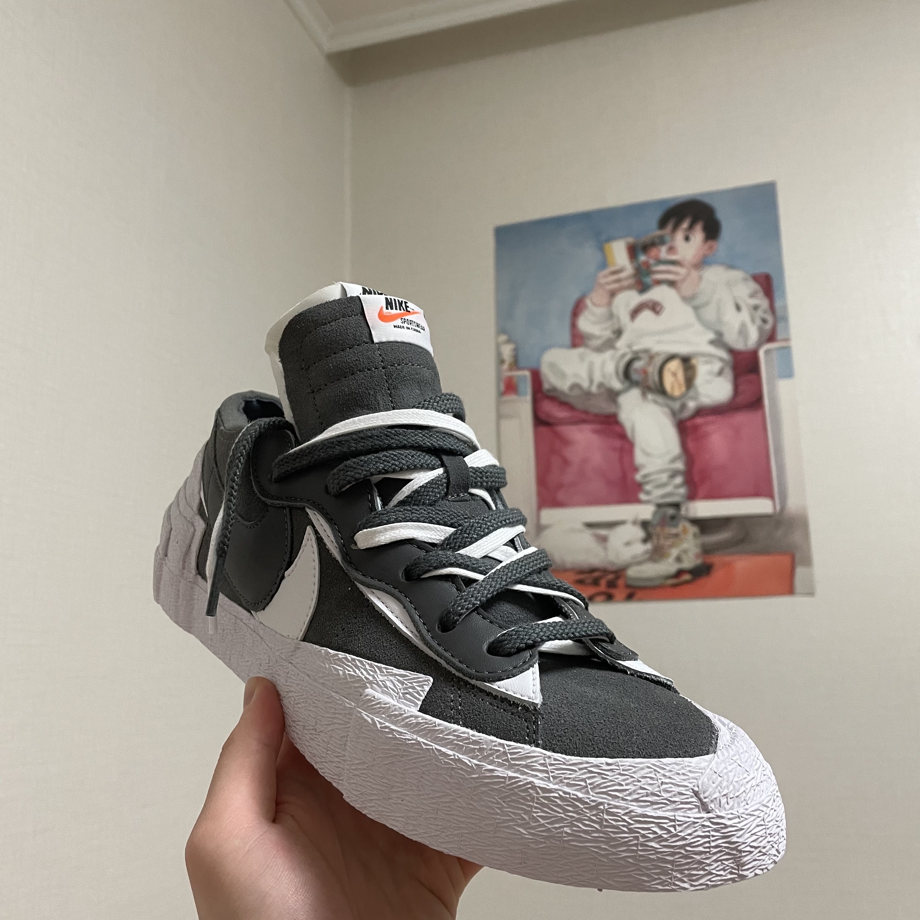 Nike x Sacai Blazer Low Iron Grey 착용 스타일 - 3