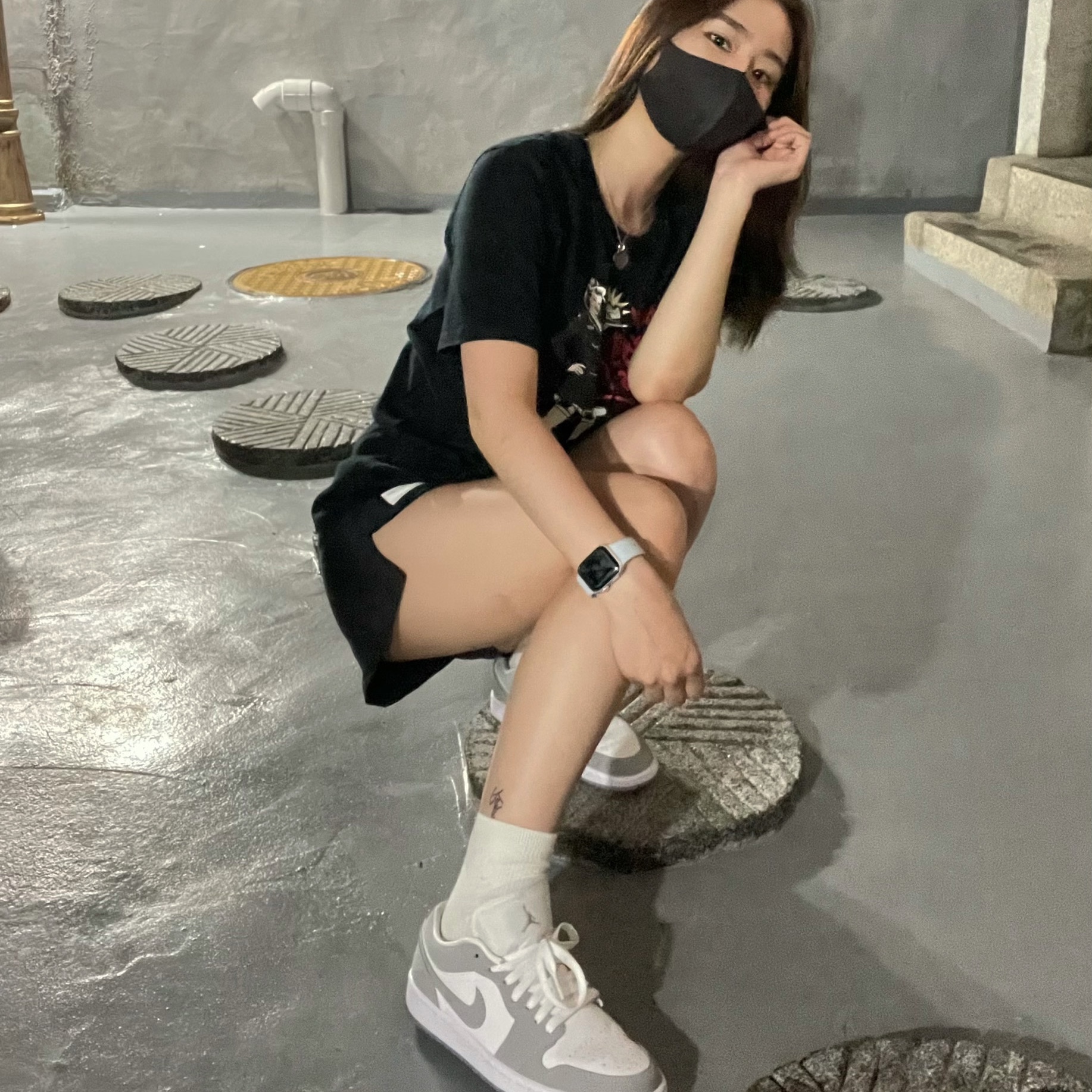 (W) Jordan 1 Low White Wolf Grey 착용 스타일