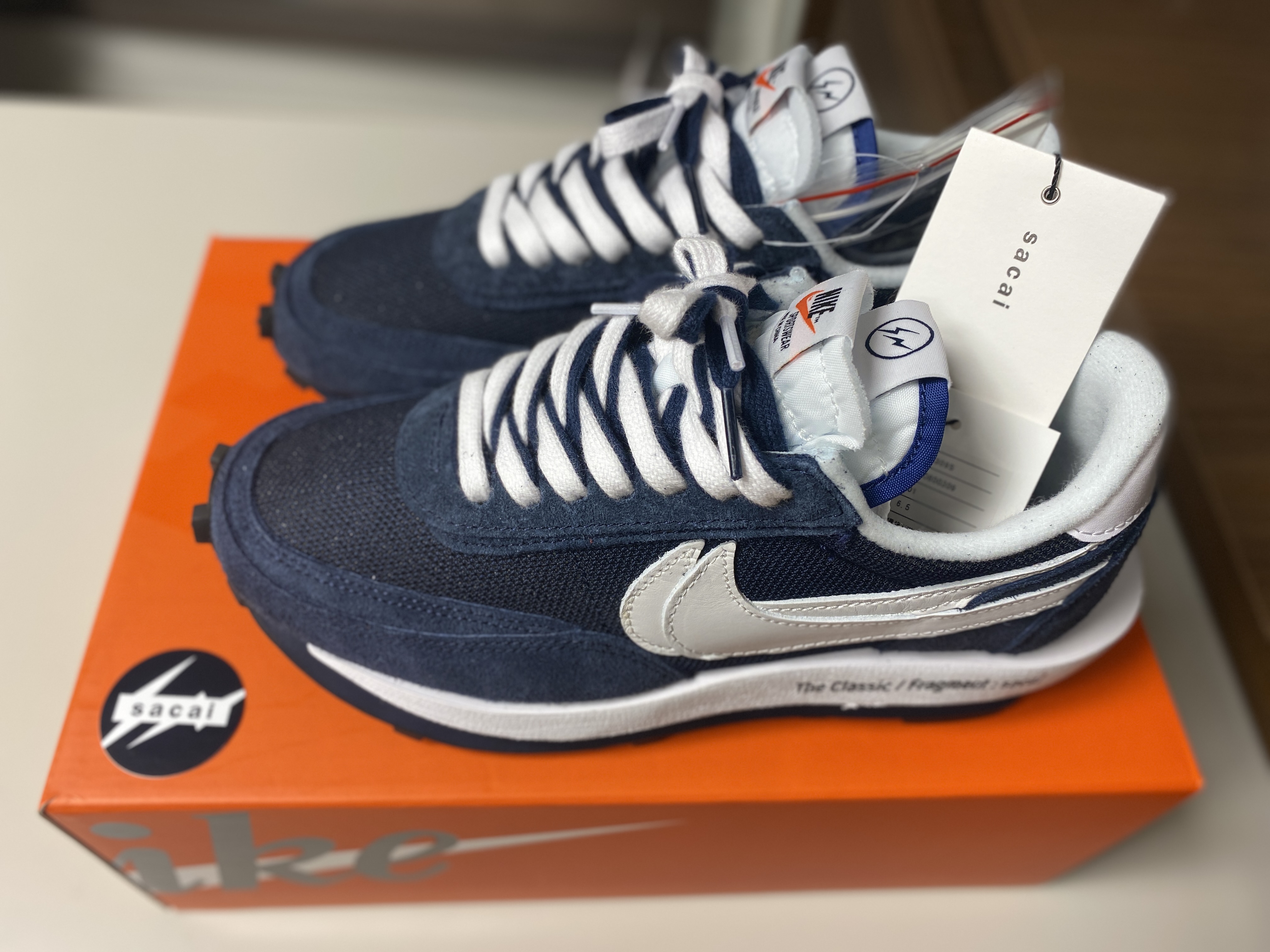 Nike x Sacai x Fragment LDWaffle Blackened Blue 착용 스타일 - 3