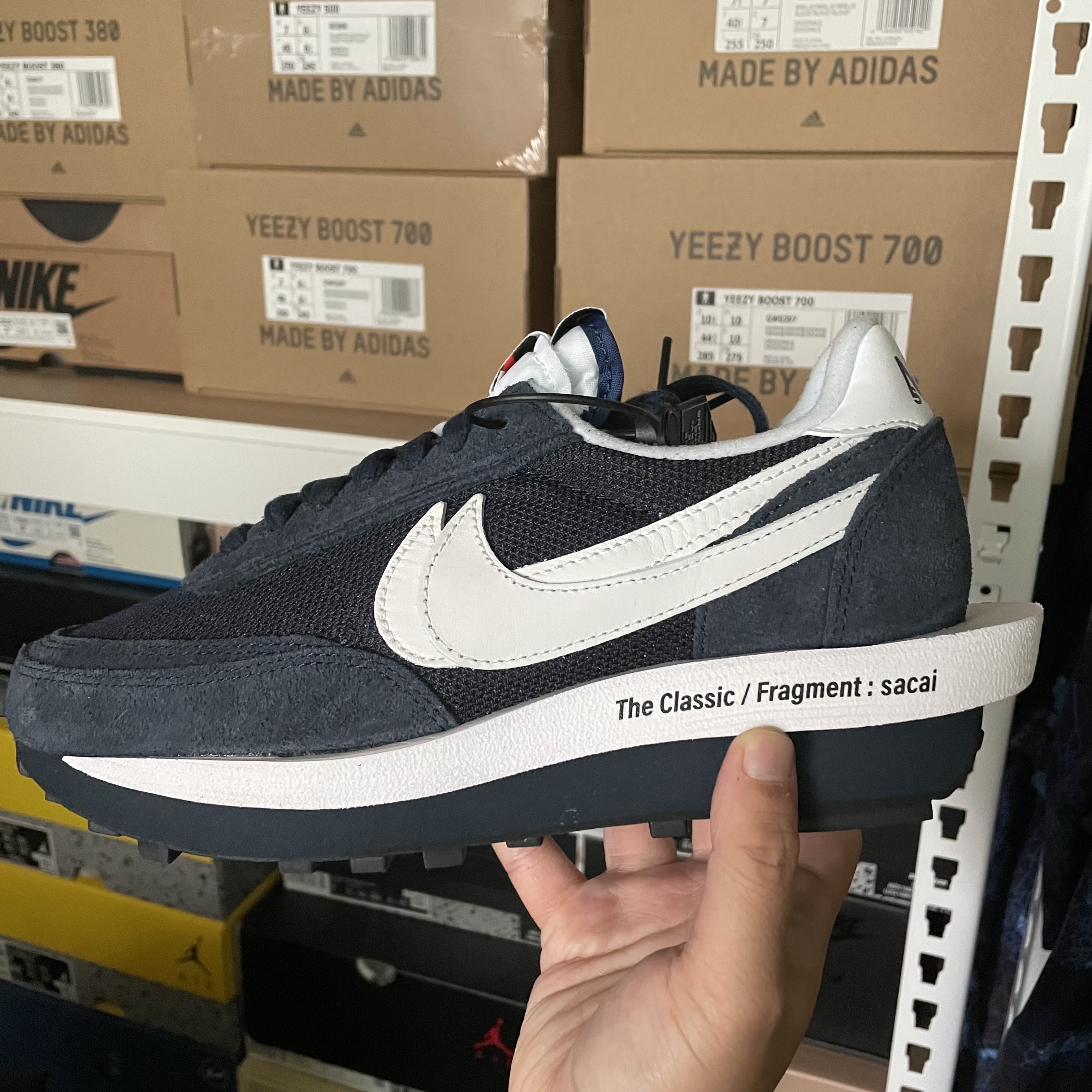 Nike x Sacai x Fragment LDWaffle Blackened Blue 착용 스타일
