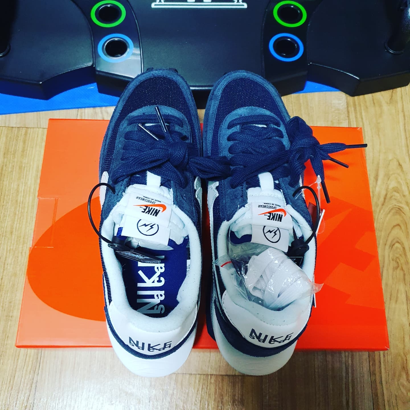 Nike x Sacai x Fragment LDWaffle Blackened Blue 착용 스타일 - 4