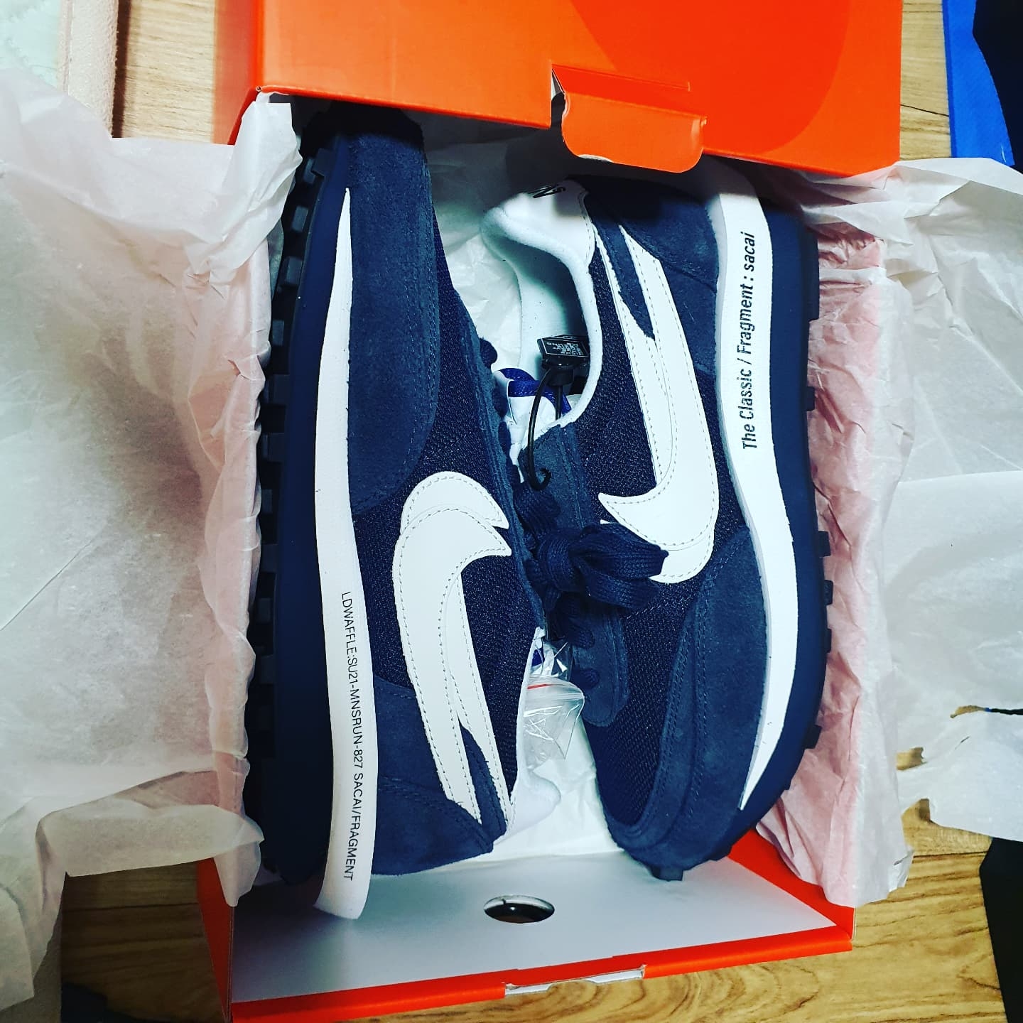 Nike x Sacai x Fragment LDWaffle Blackened Blue 착용 스타일 - 1
