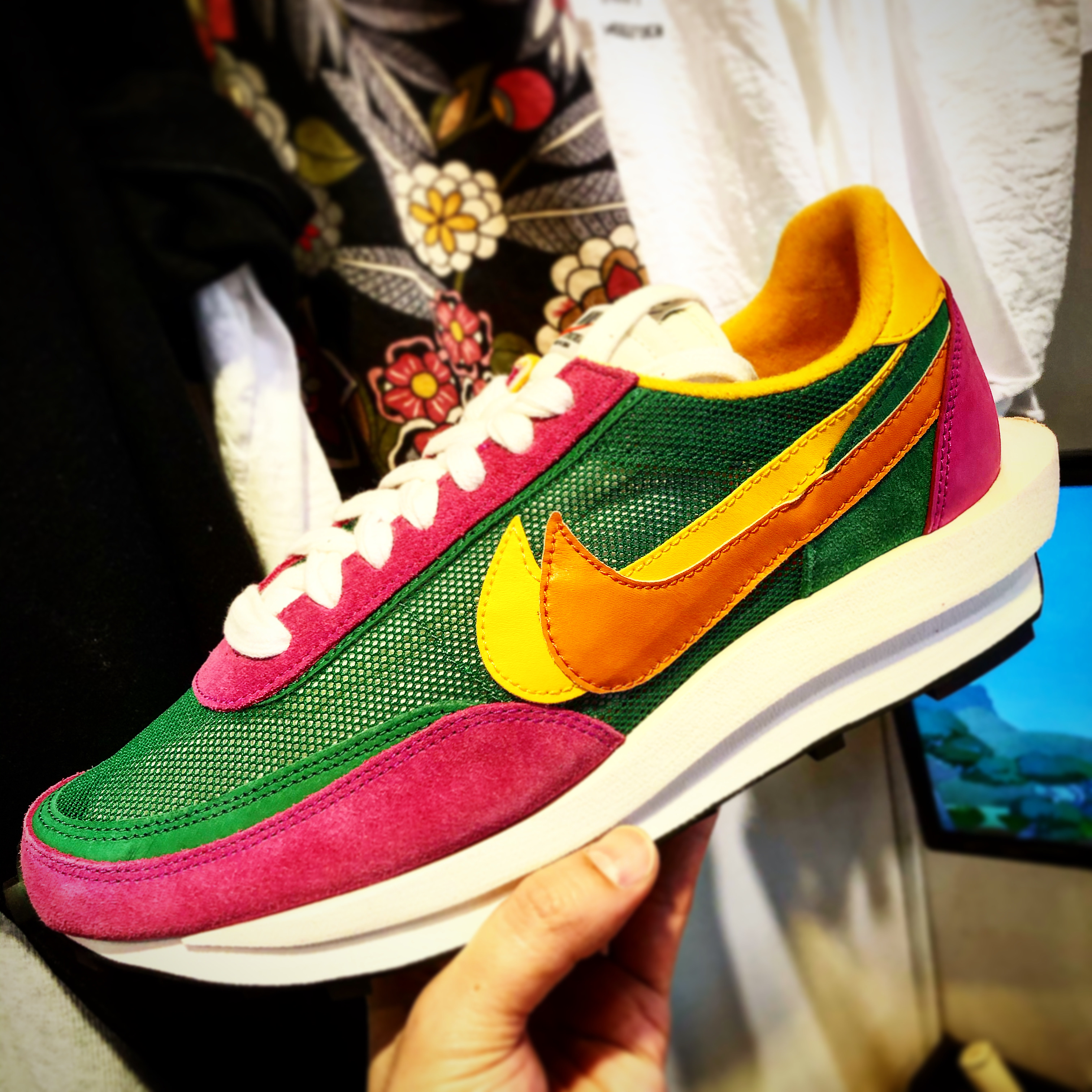 Nike x Sacai LDWaffle Pine Green 착용 스타일