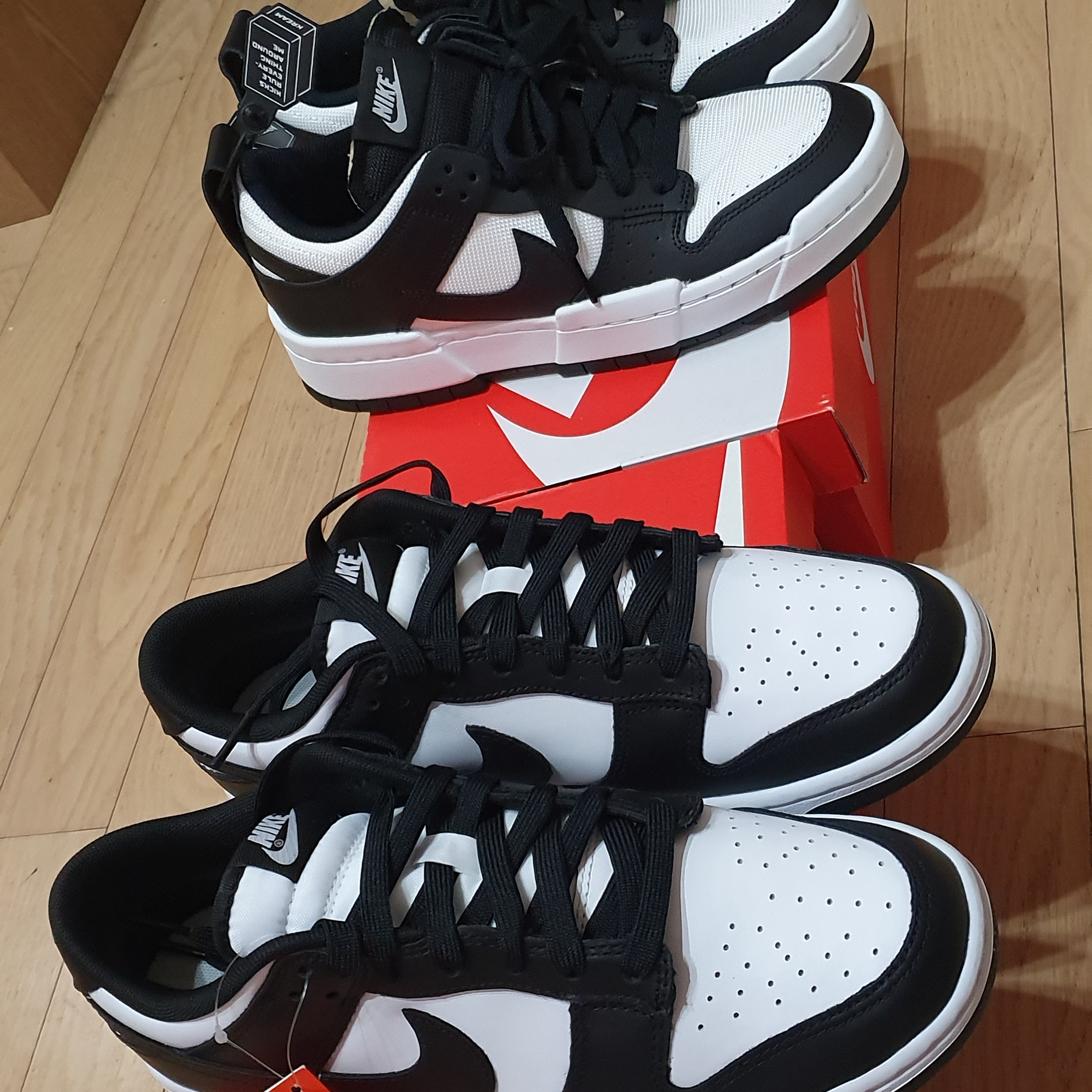 Nike Dunk Low Retro Black, (W) Nike Dunk Low Disrupt Black White 착용 스타일 - 3