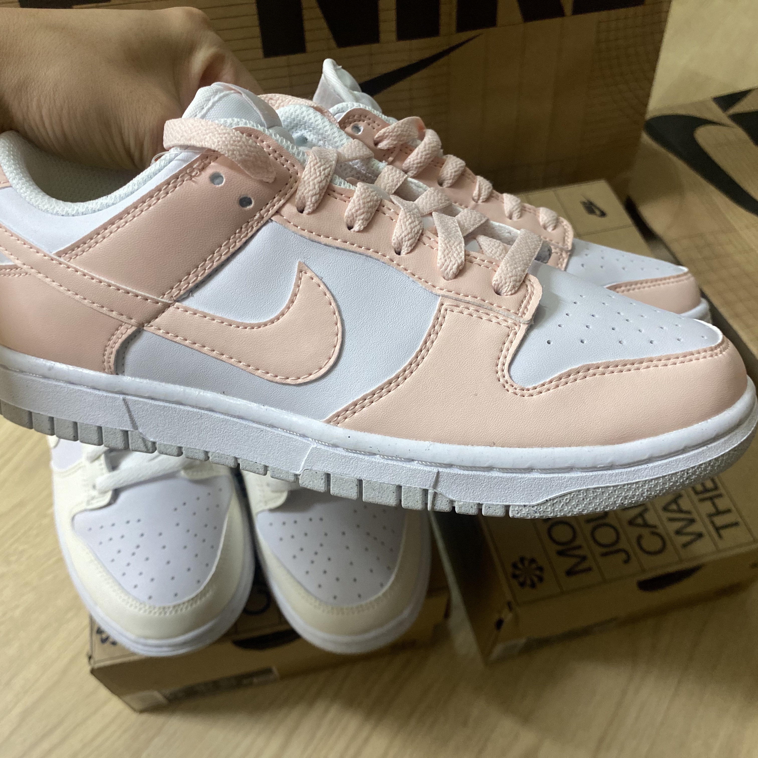 (W) Nike Dunk Low Next Nature Pale Coral, (W) Nike Dunk Low Next Nature Sail 착용 스타일 - 4