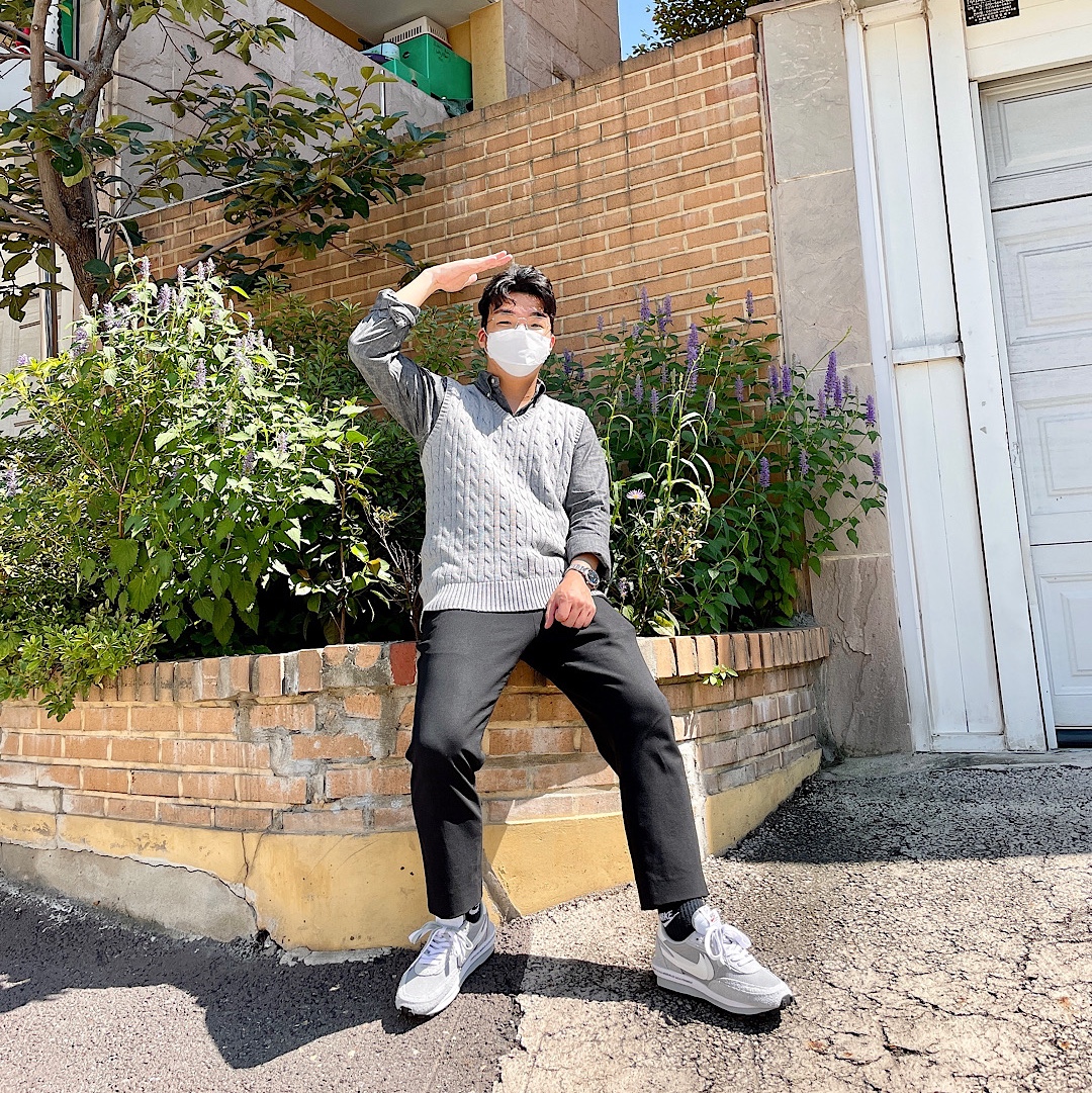 Nike x Sacai x Fragment LDWaffle Light Smoke Grey 착용 스타일 - 1