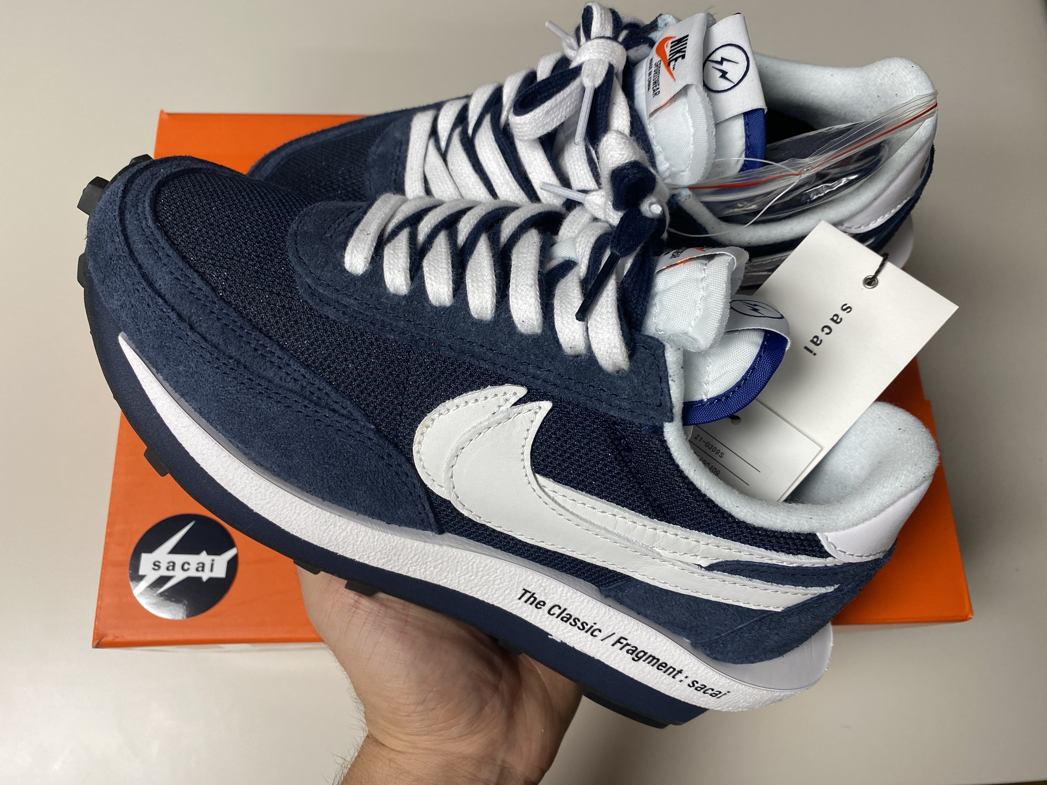 Nike x Sacai x Fragment LDWaffle Blackened Blue 착용 스타일 - 1