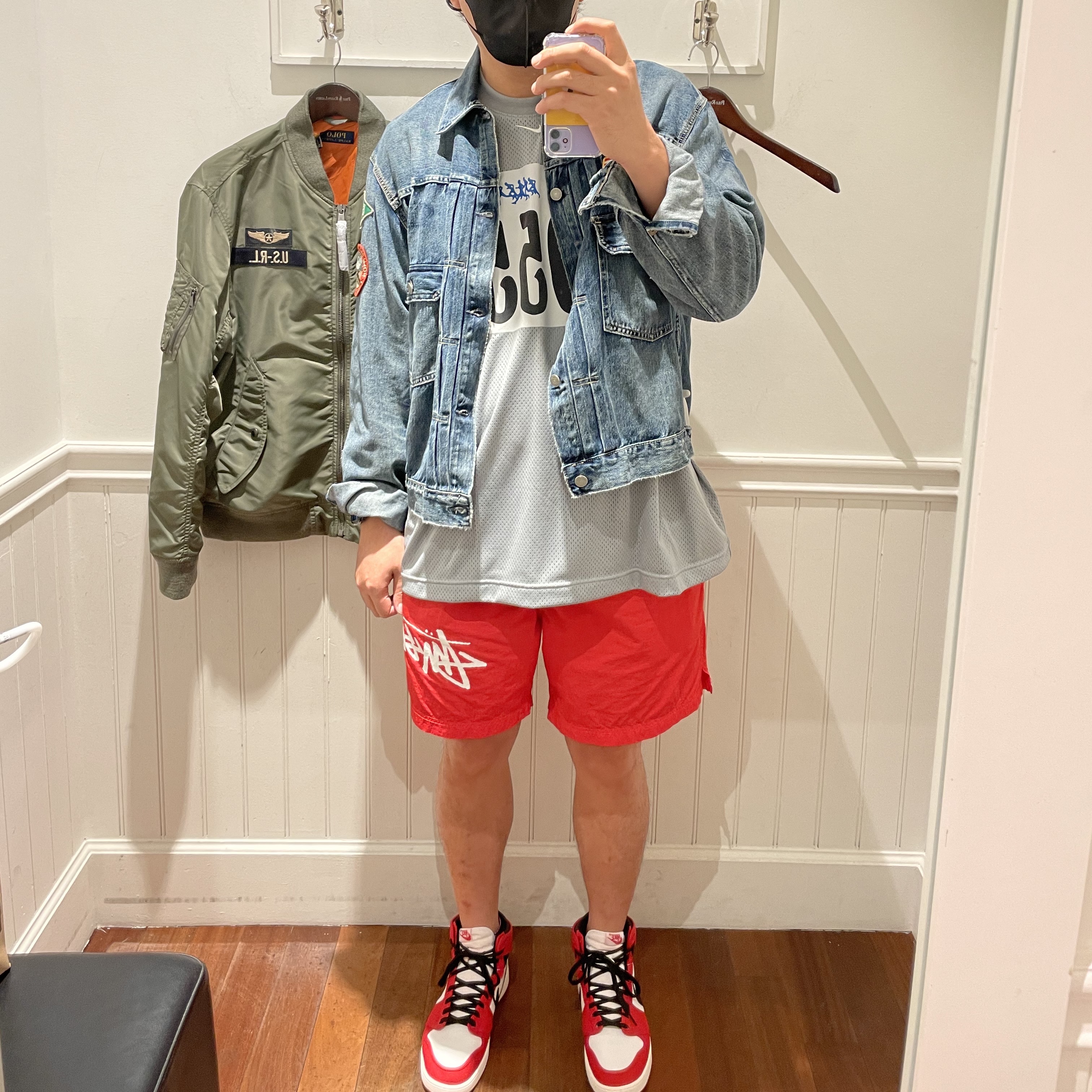 Jordan 1 KO Chicago 2021, Nike x Cactus Plant Flea Market L/S Jersey Grey - US/EU 착용 스타일
