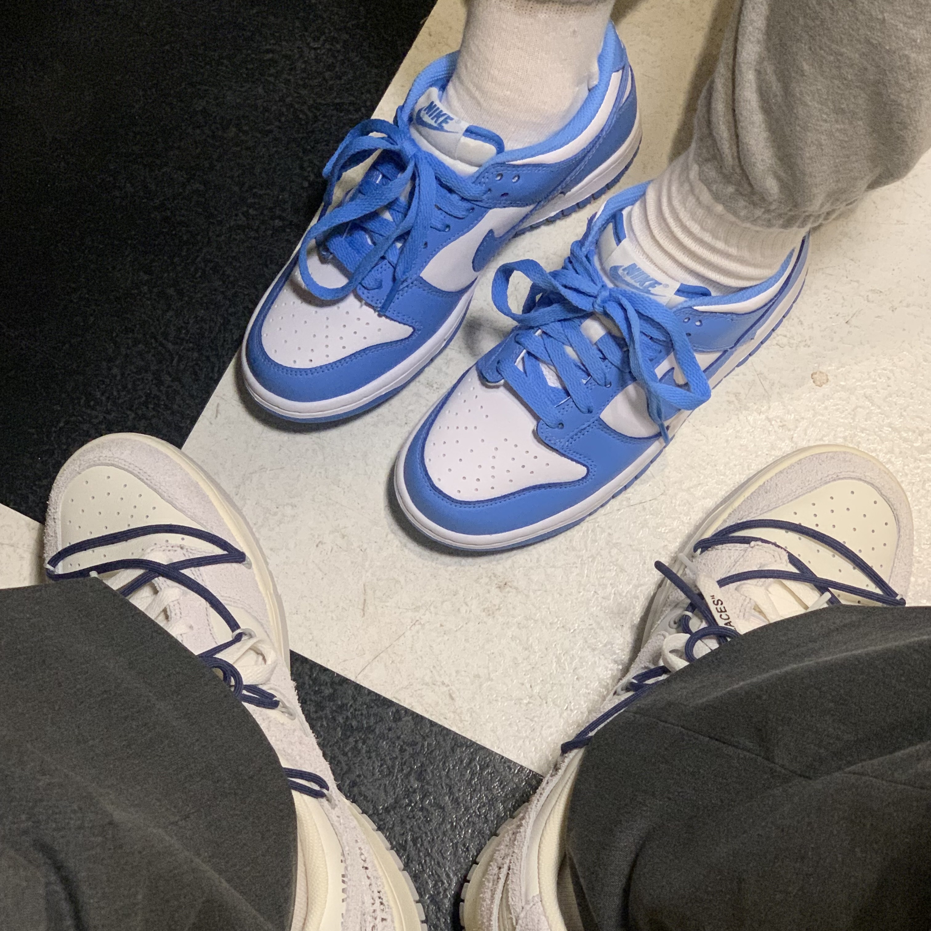 Nike Dunk Low Retro University Blue, Nike x Off-White Dunk Low The 50 - Lot 18 착용 스타일