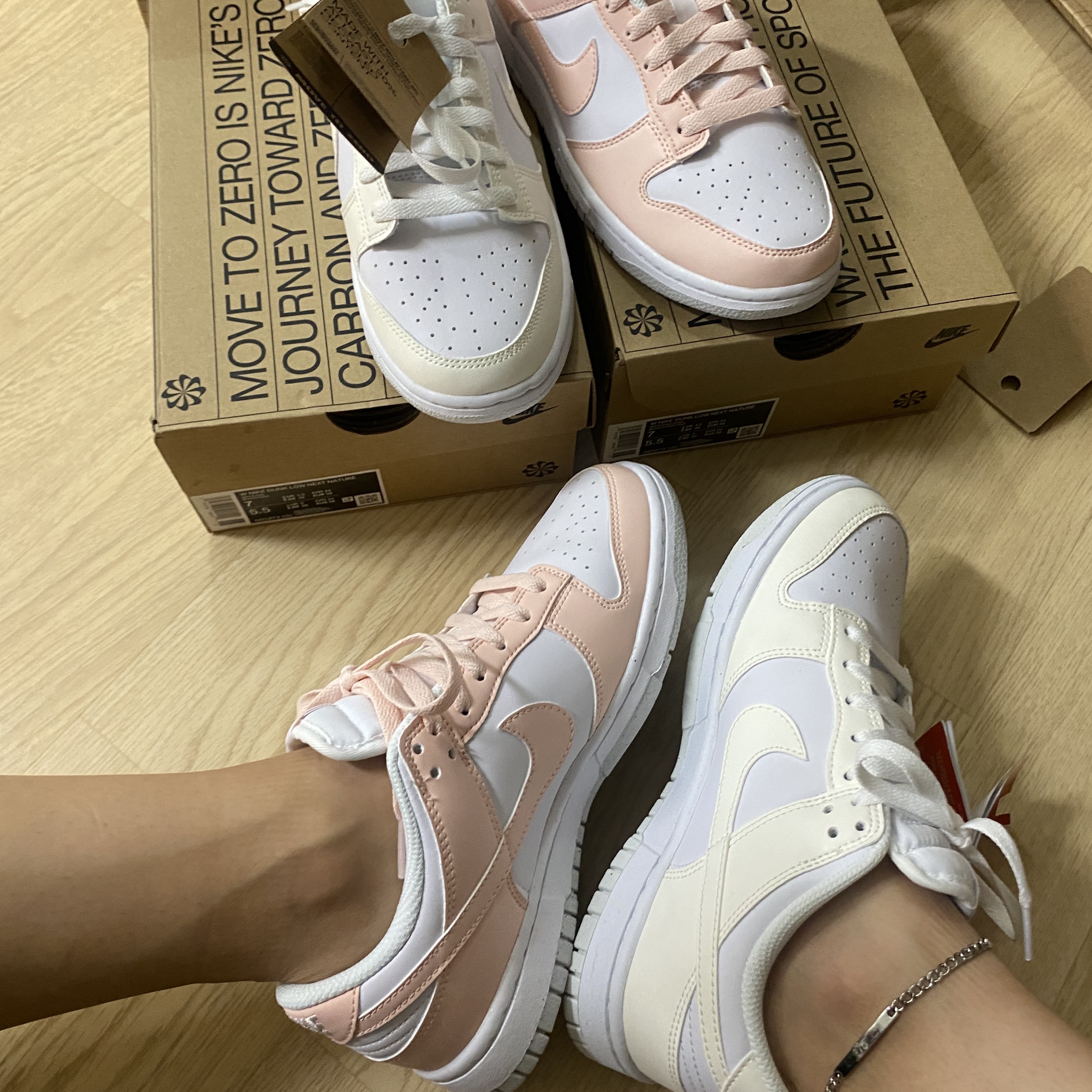 (W) Nike Dunk Low Next Nature Pale Coral, (W) Nike Dunk Low Next Nature Sail 착용 스타일 - 2