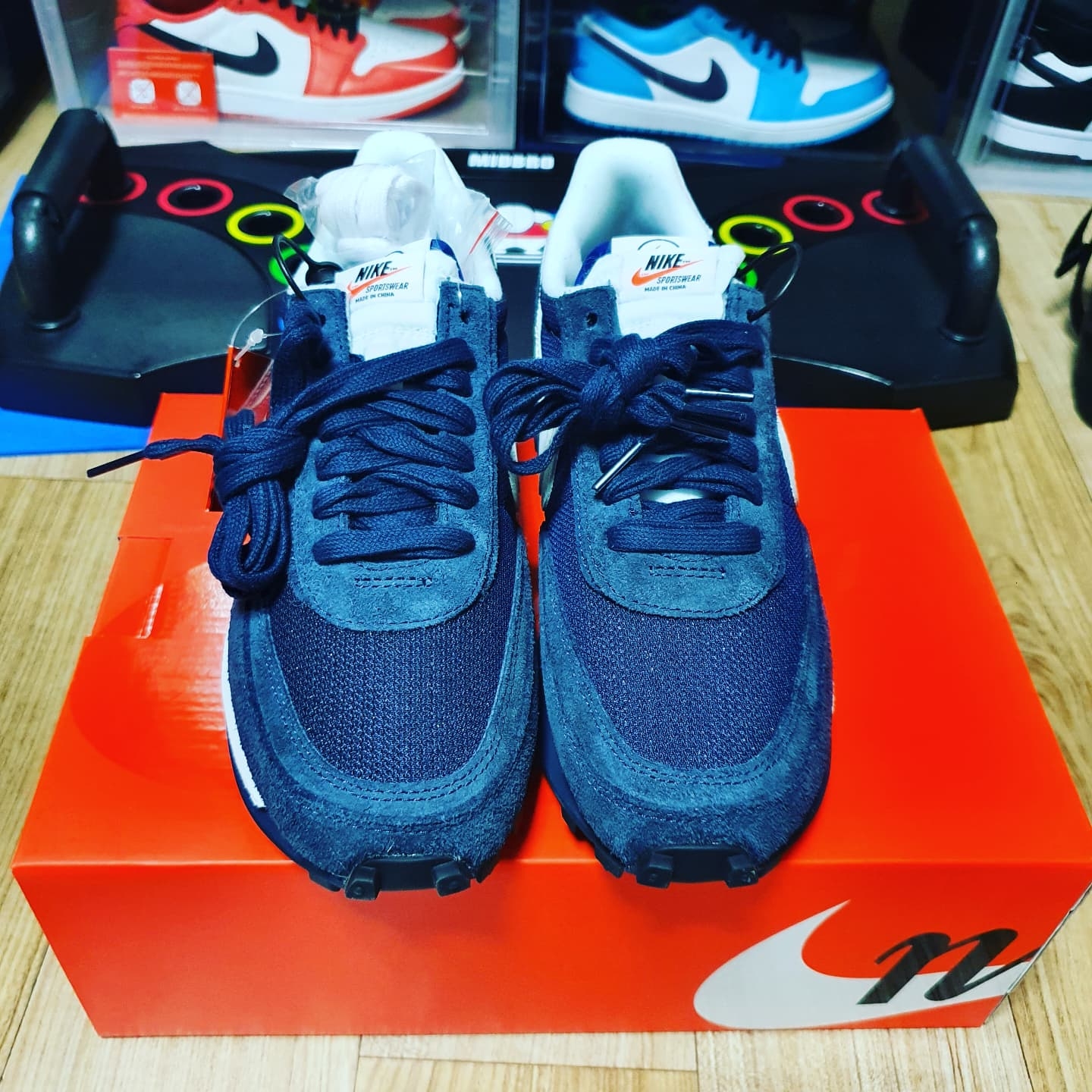 Nike x Sacai x Fragment LDWaffle Blackened Blue 착용 스타일 - 2