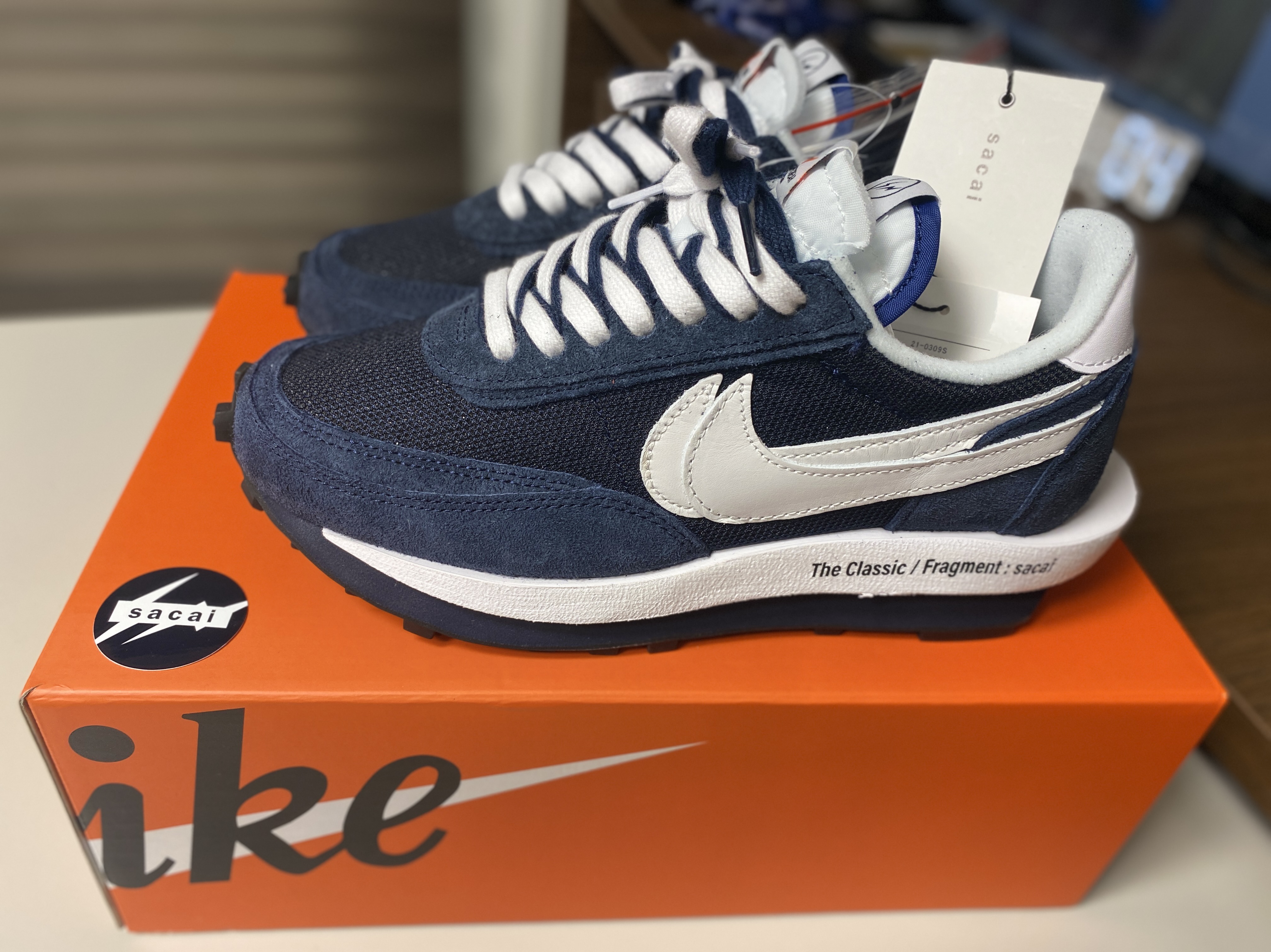 Nike x Sacai x Fragment LDWaffle Blackened Blue 착용 스타일 - 2