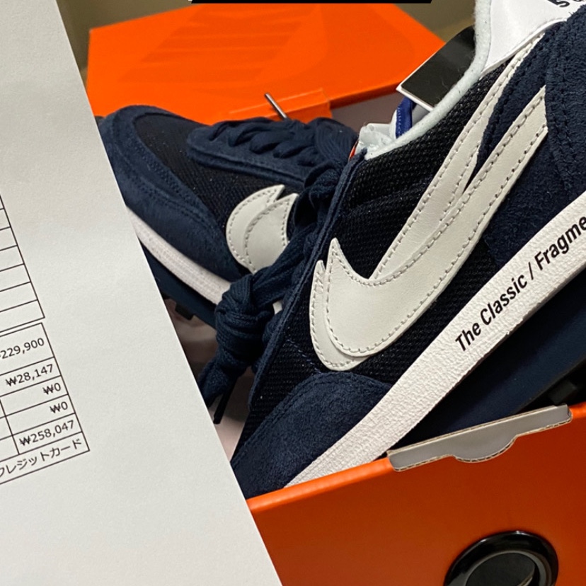 Nike x Sacai x Fragment LDWaffle Blackened Blue 착용 스타일