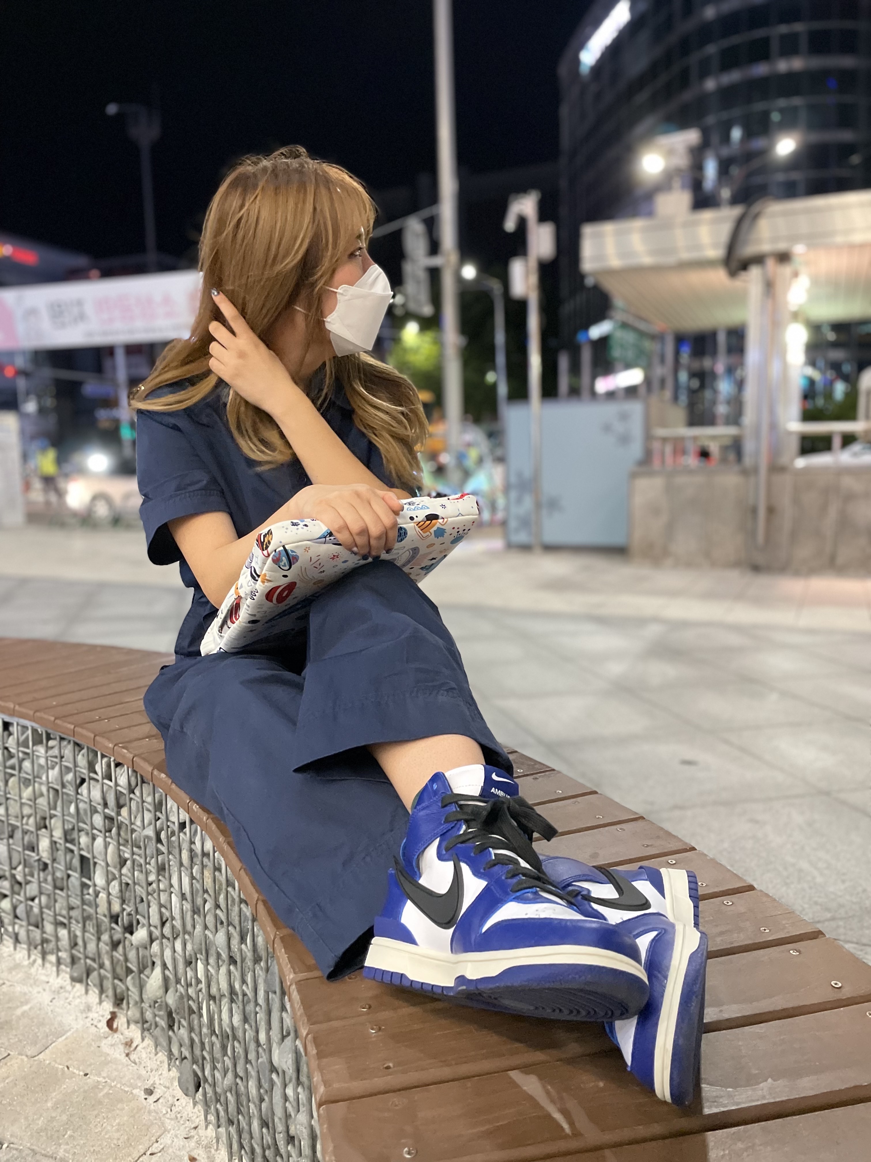 Nike x Ambush Dunk High Deep Royal Blue 착용 스타일