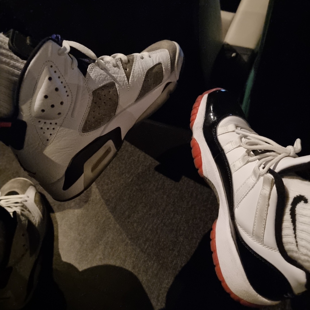Jordan 6 Retro Flight Nostalgia, Jordan 11 Retro Low Concord Bred 착용 스타일
