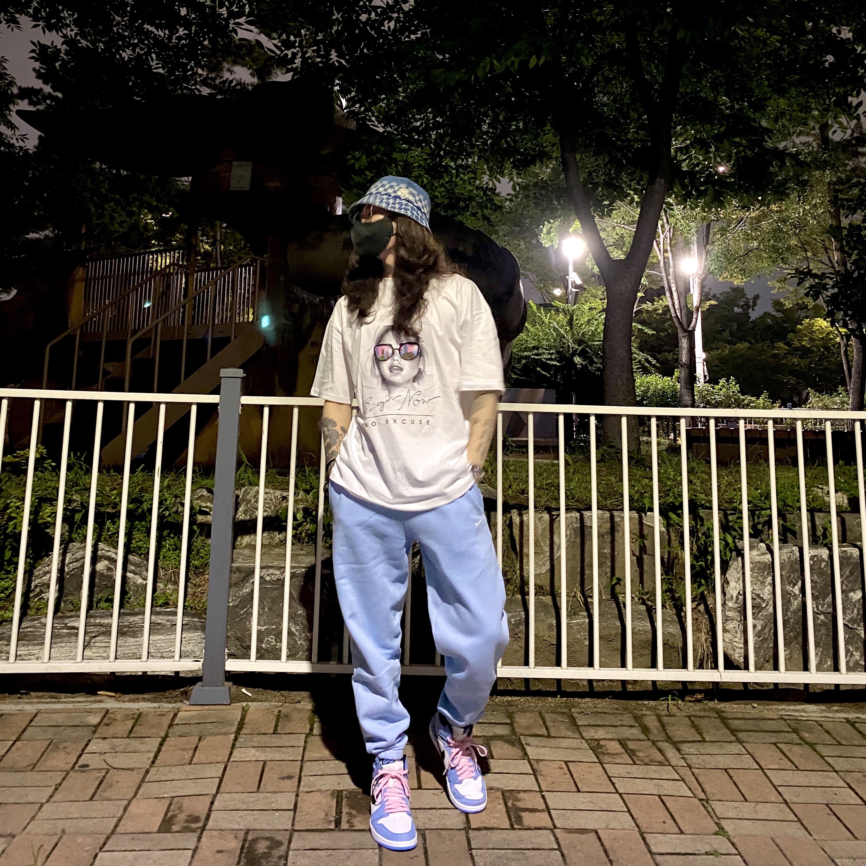 Jordan 1 Retro High OG University Blue, Nike NRG Solo Swoosh Fleece Pants Psychic Blue - US/EU 착용 스타일 - 2