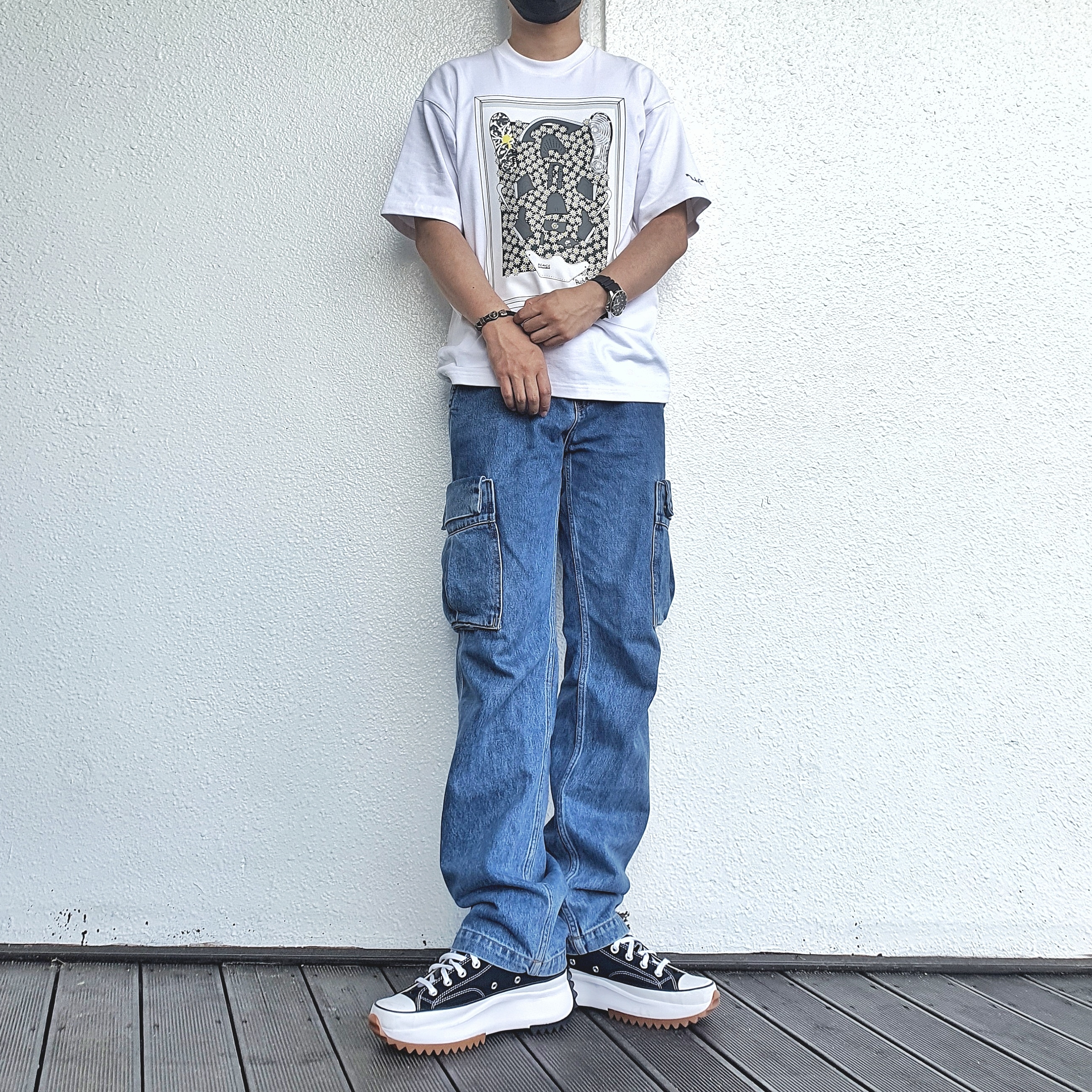 Converse Run Star Hike Hi Black White Gum 착용 스타일