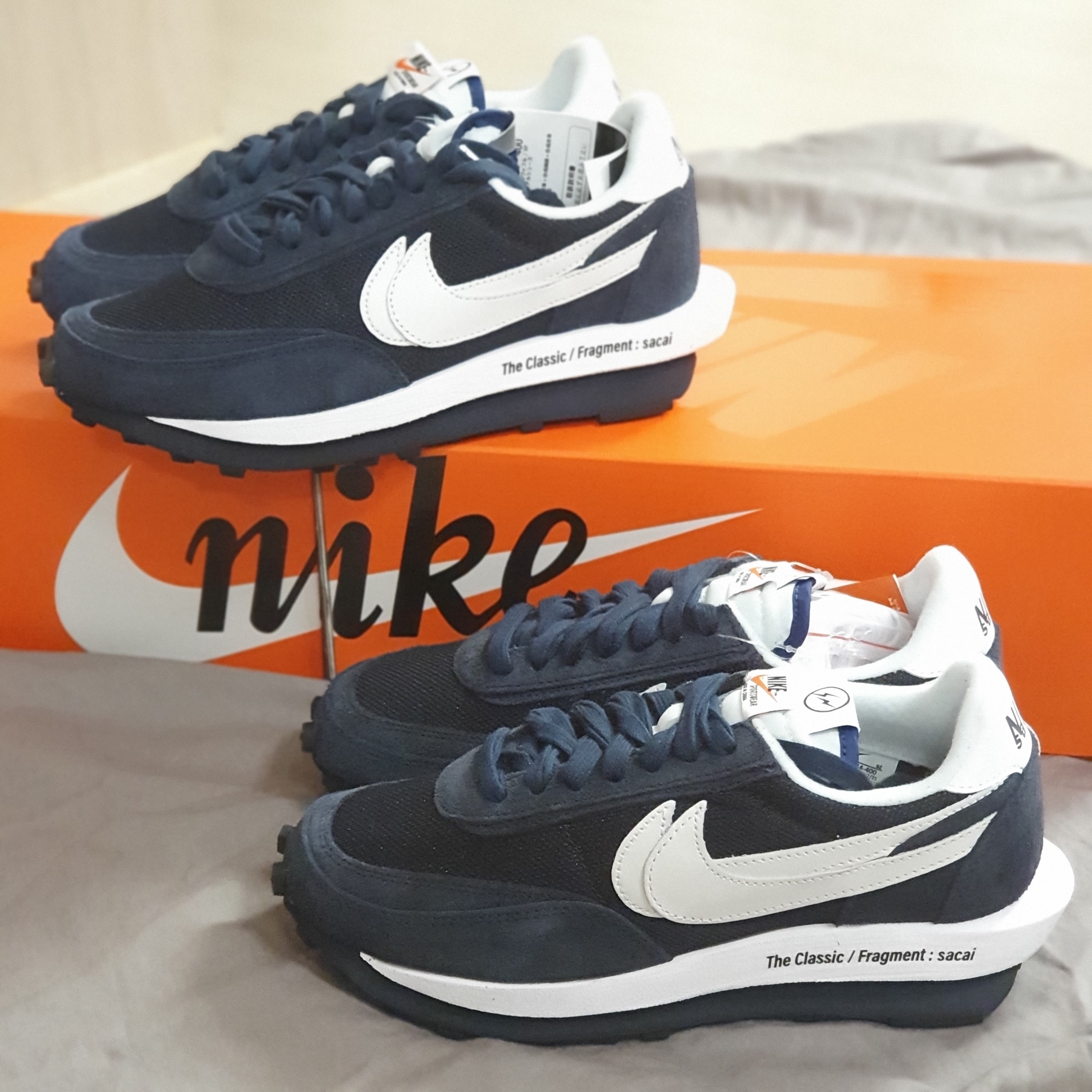 Nike x Sacai x Fragment LDWaffle Blackened Blue 착용 스타일 - 1