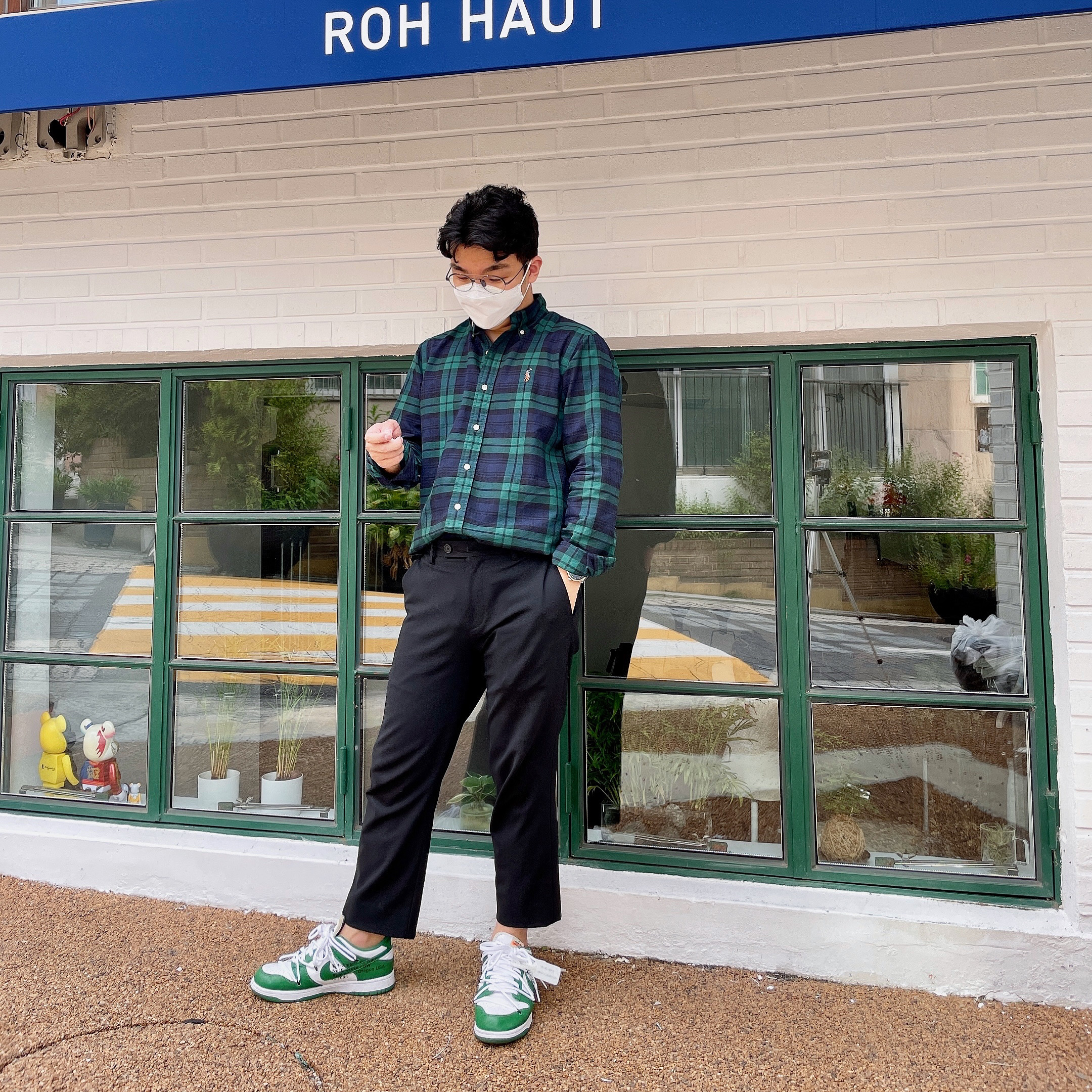 Nike x Off-White Dunk Low Pine Green 착용 스타일