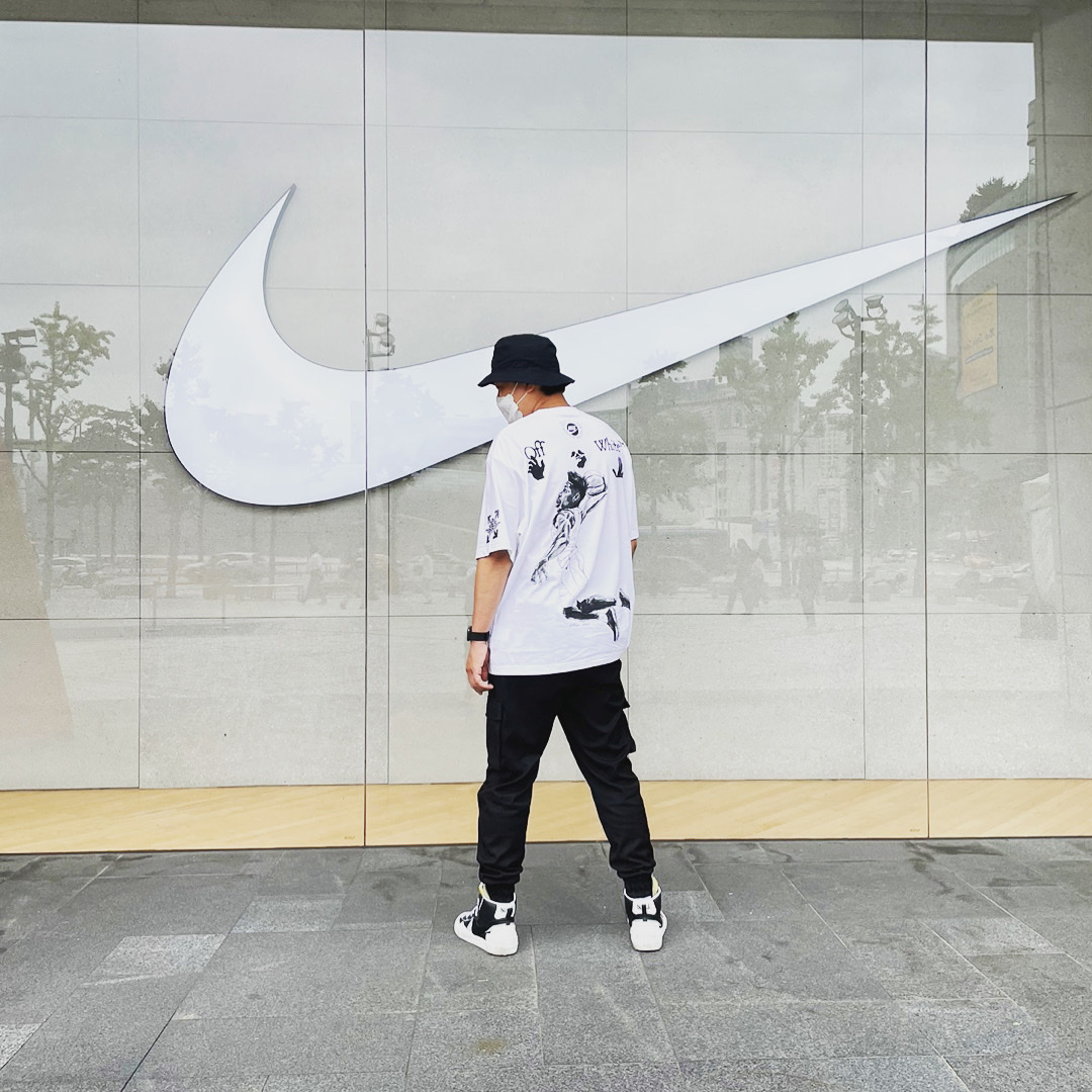 Jordan x Off-White S/S T-Shirt White - US/EU, Jordan Jumpman Washed Bucket Hat Black 착용 스타일