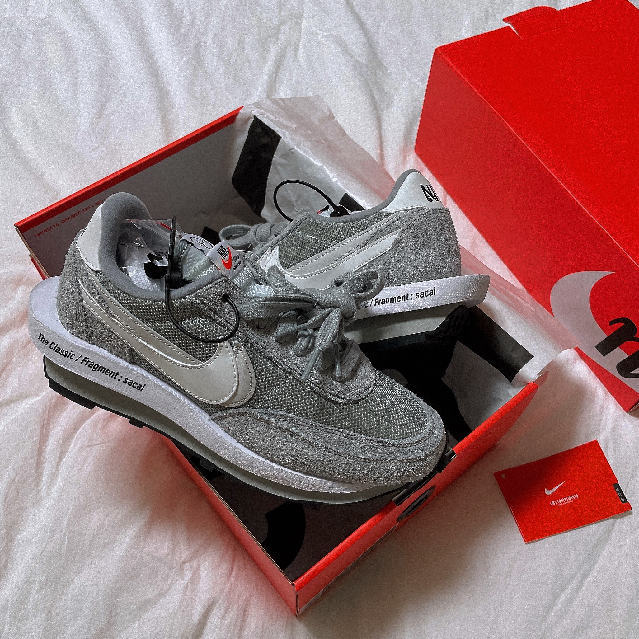 Nike x Sacai x Fragment LDWaffle Light Smoke Grey 착용 스타일
