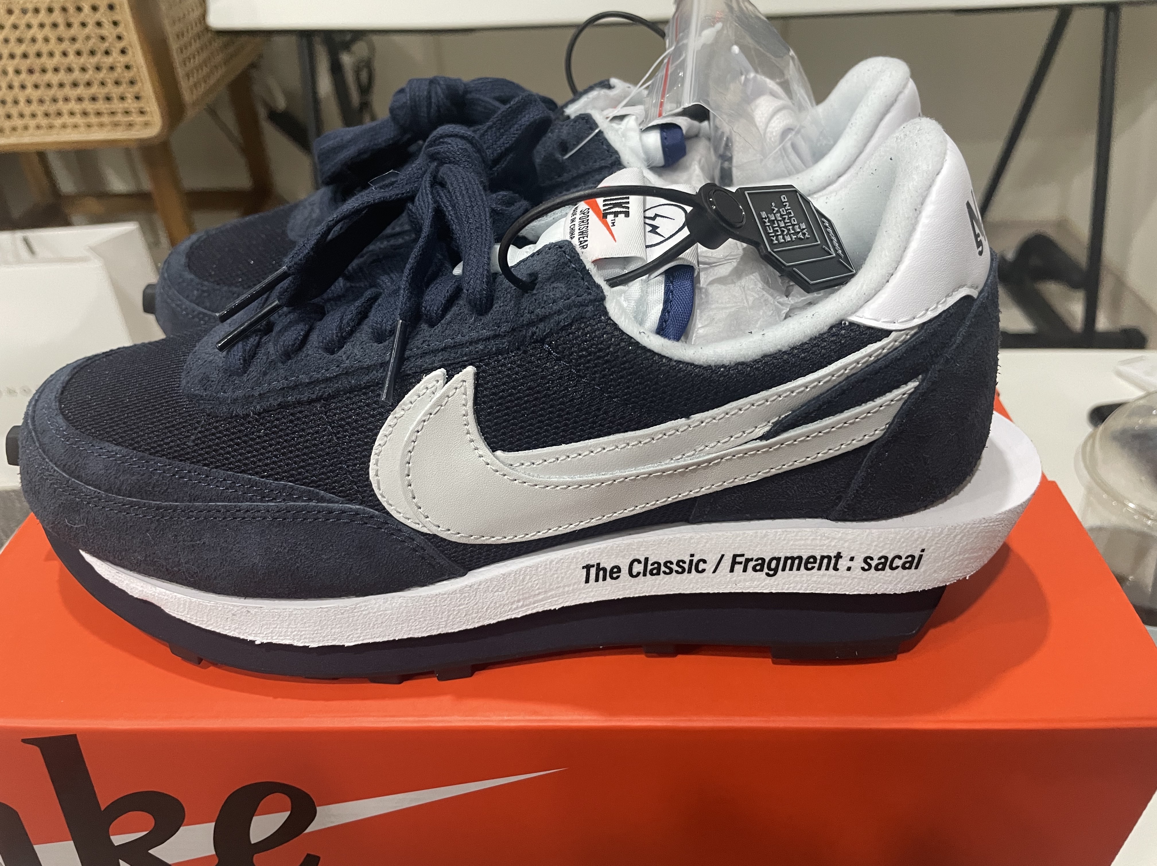 Nike x Sacai x Fragment LDWaffle Blackened Blue 착용 스타일 - 1