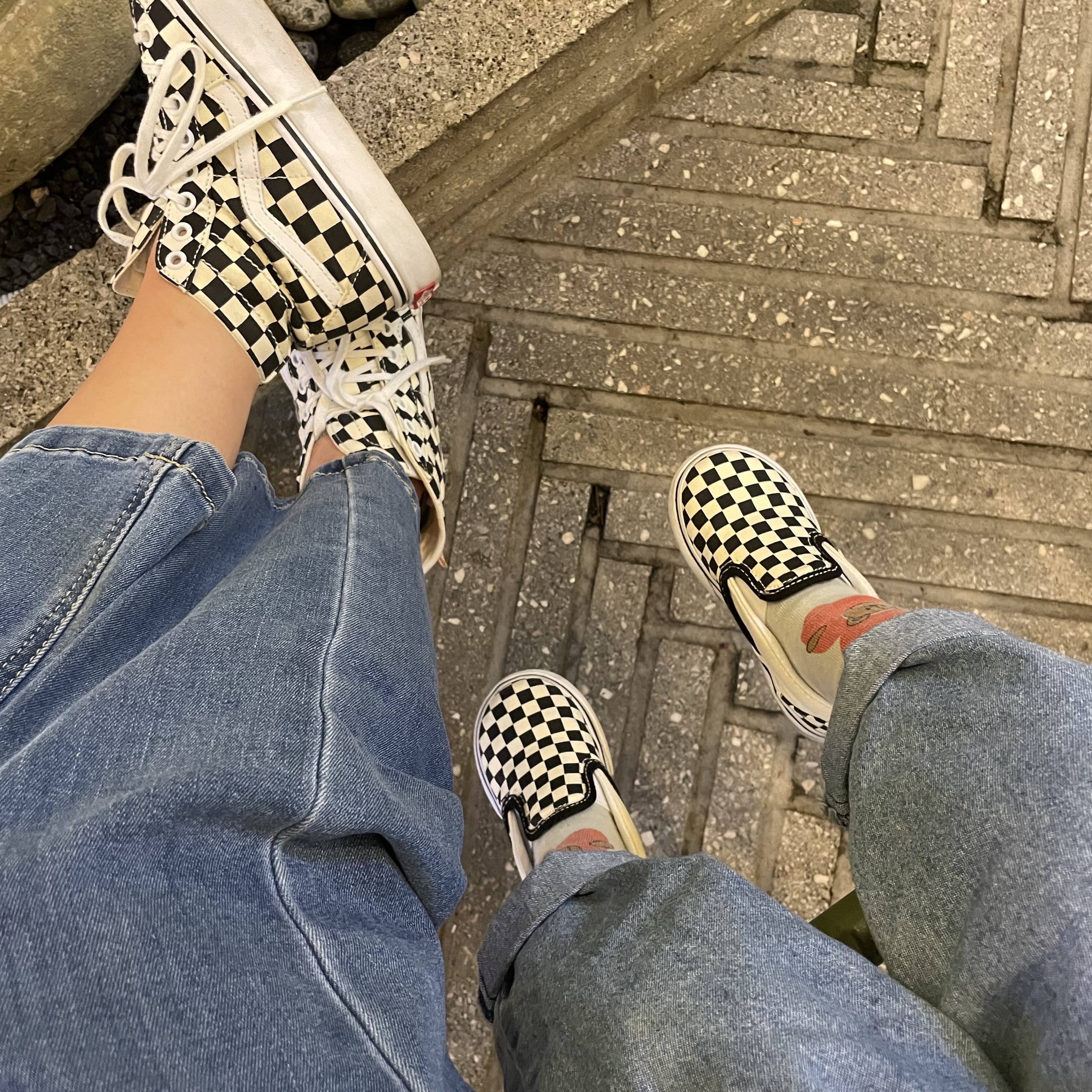Vans Slip-On Checkerboard 착용 스타일