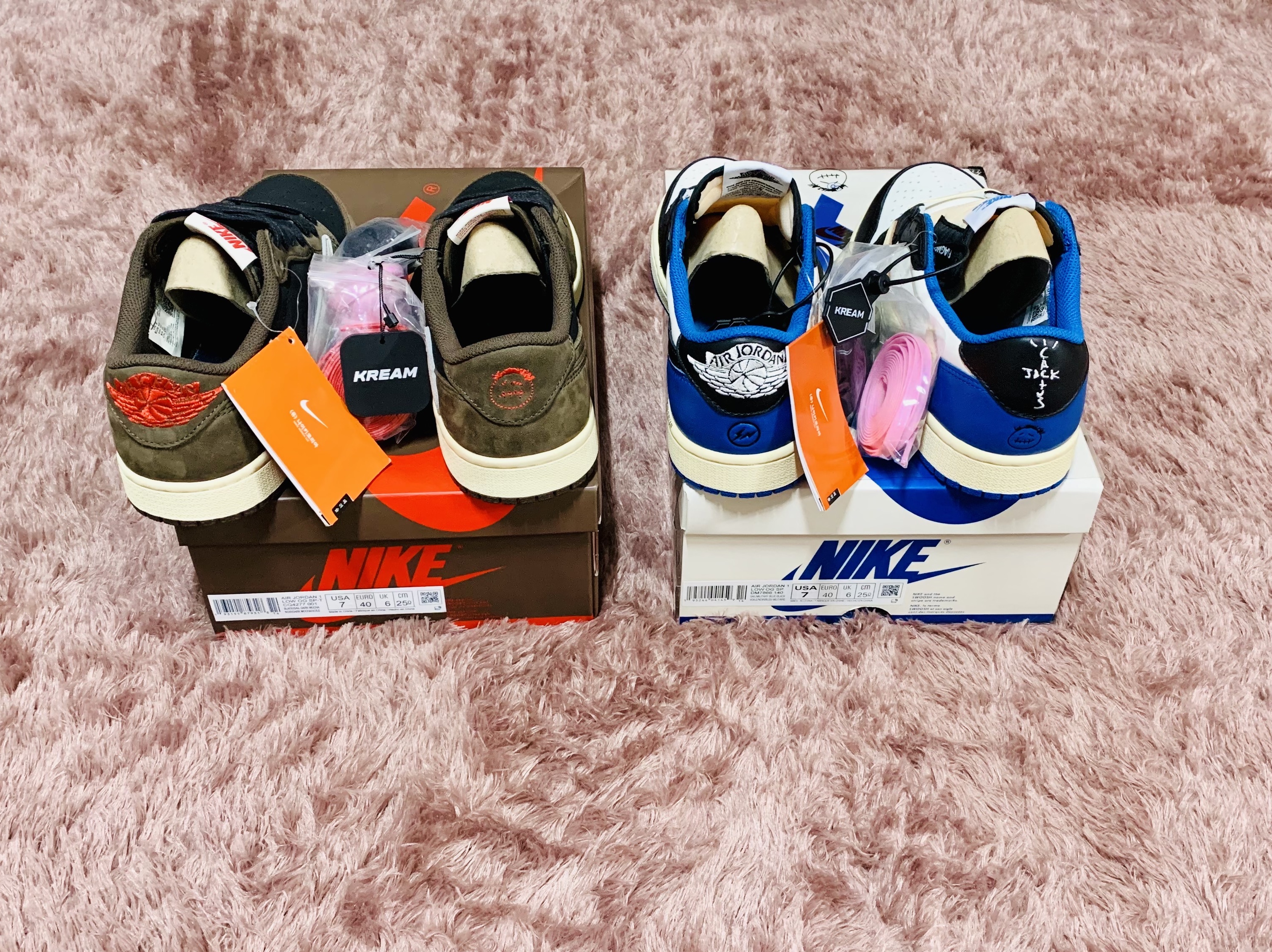 Jordan 1 x Travis Scott x Fragment Retro Low OG SP Military Blue, Jordan 1 x Travis Scott Retro Low OG SP Mocha 착용 스타일 - 3