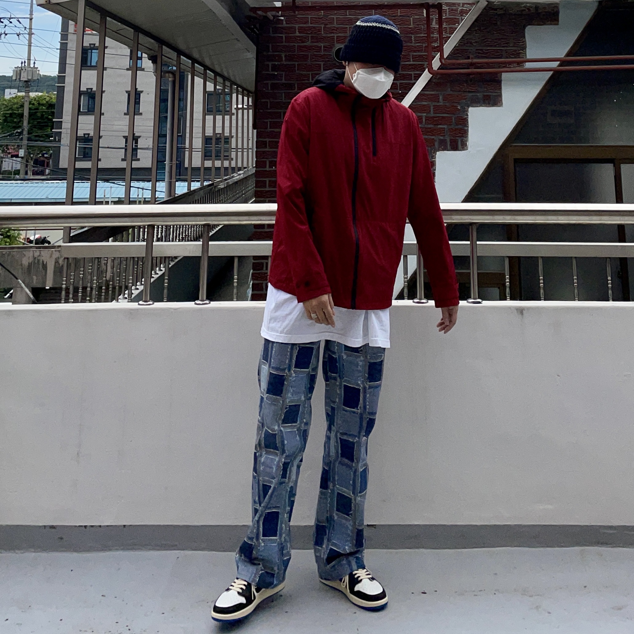 Jordan 1 x Travis Scott x Fragment Retro Low OG SP Military Blue 착용 스타일