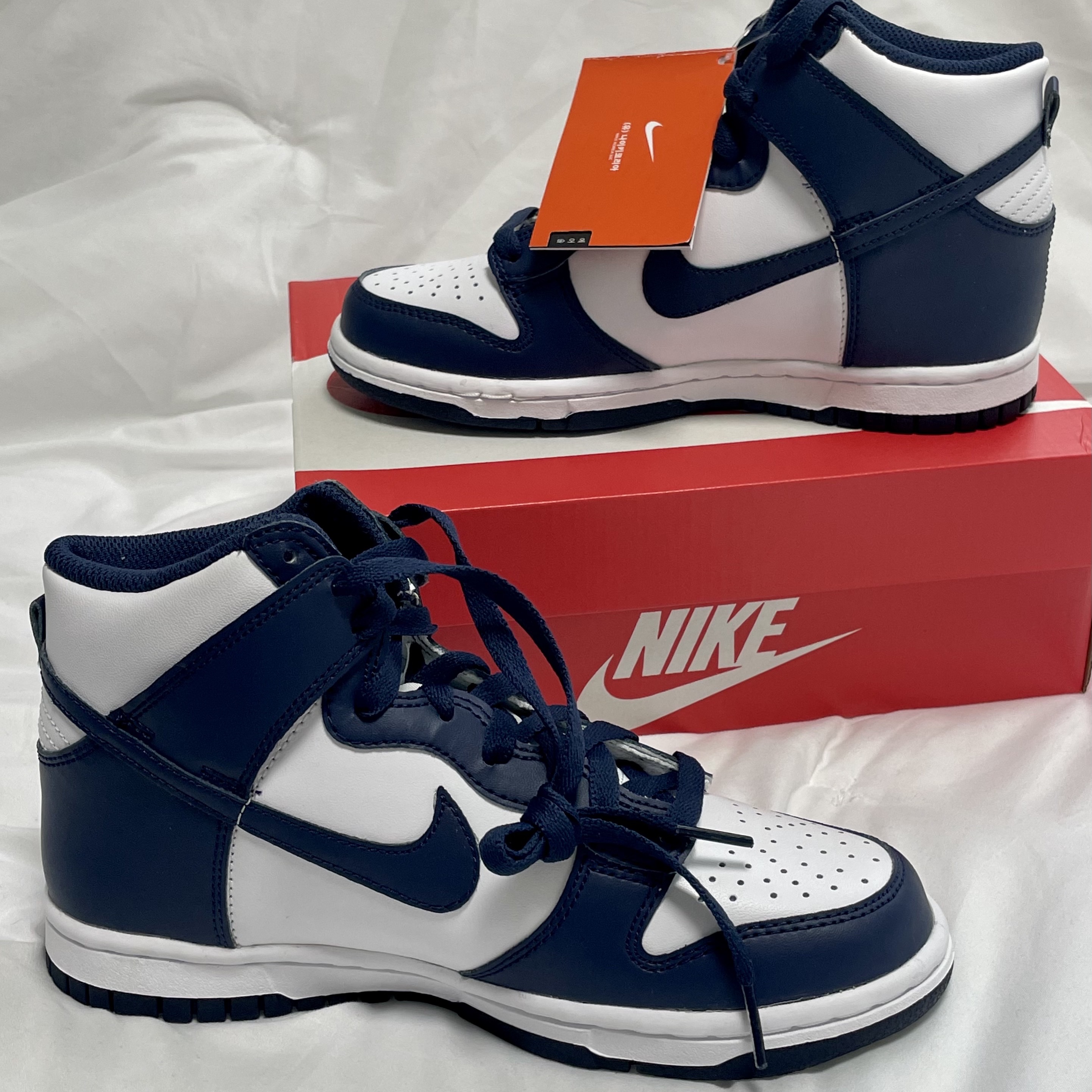 Nike Dunk High Retro Championship Navy, (GS) Nike Dunk High Championship Navy 착용 스타일 - 1