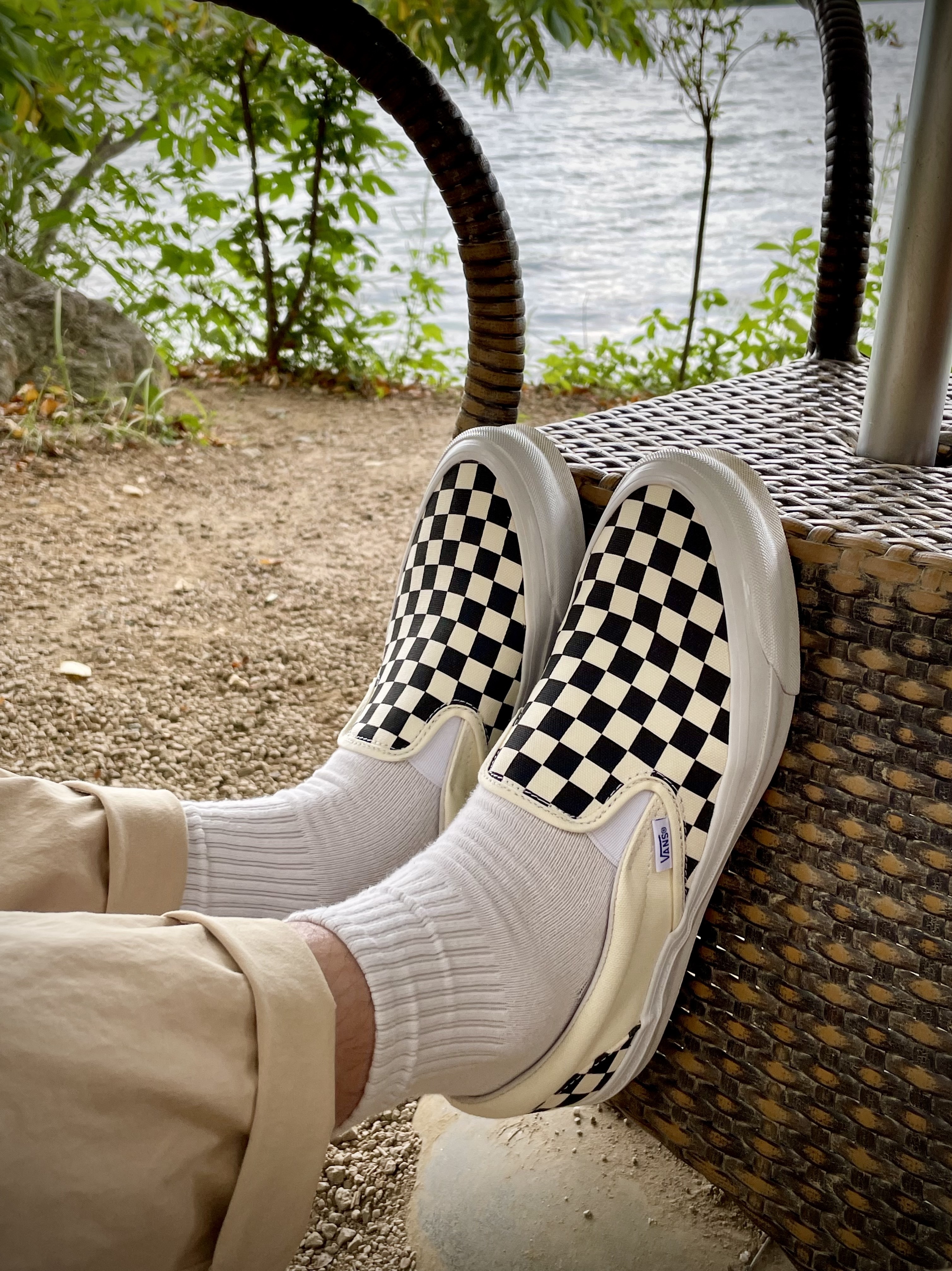 Vans Vault OG Classic Slip-On Checkerboard 착용 스타일 - 5