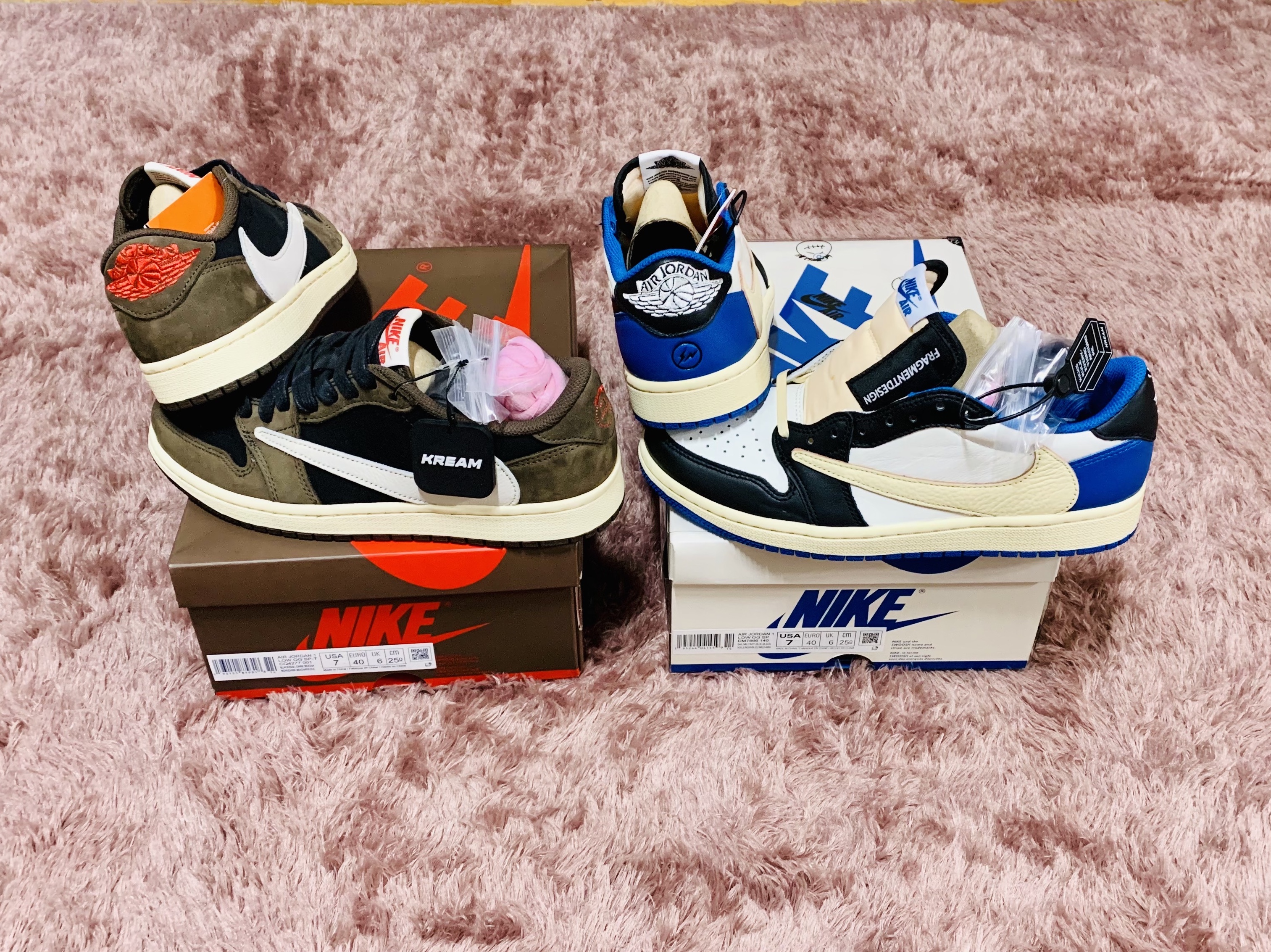 Jordan 1 x Travis Scott x Fragment Retro Low OG SP Military Blue, Jordan 1 x Travis Scott Retro Low OG SP Mocha 착용 스타일 - 2