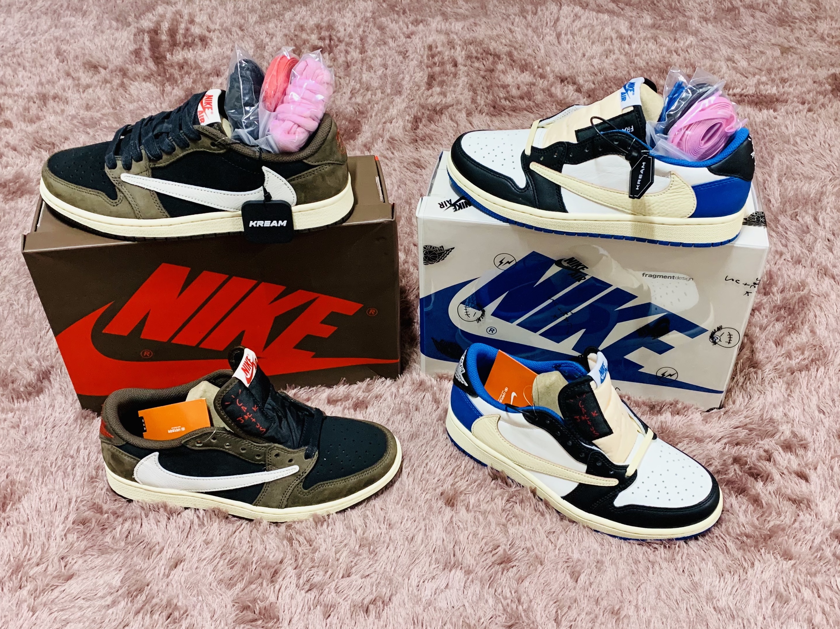 Jordan 1 x Travis Scott x Fragment Retro Low OG SP Military Blue, Jordan 1 x Travis Scott Retro Low OG SP Mocha 착용 스타일 - 4