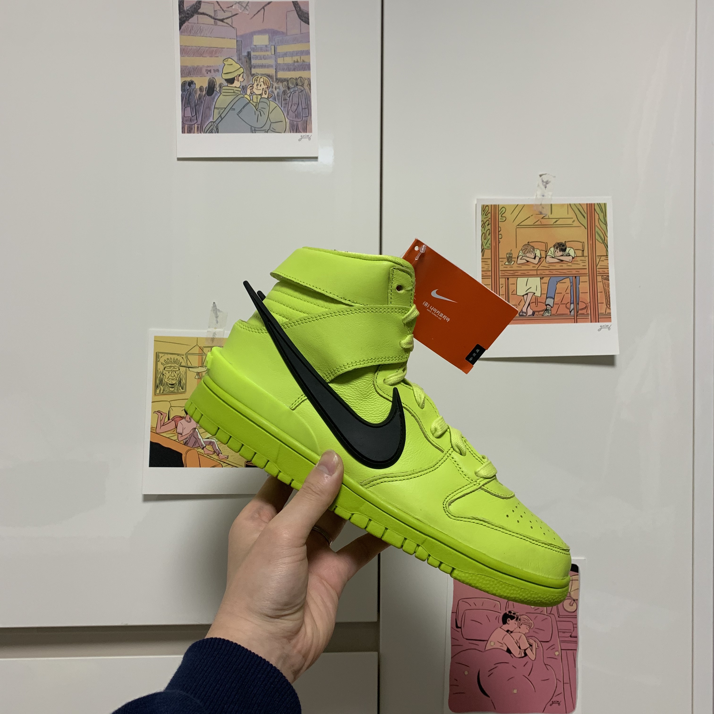 Nike x Ambush Dunk High Flash Lime 착용 스타일