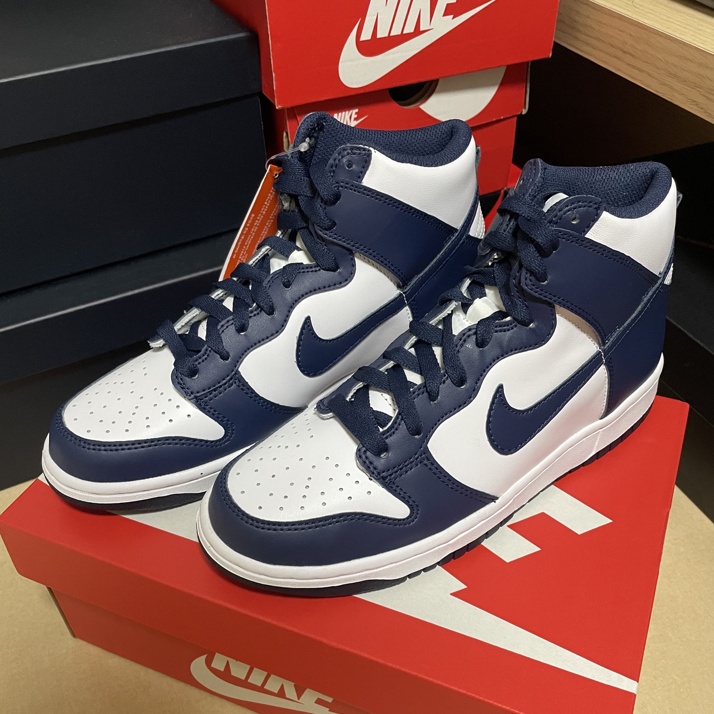 Nike Dunk High Retro Championship Navy, (GS) Nike Dunk High Championship Navy 착용 스타일