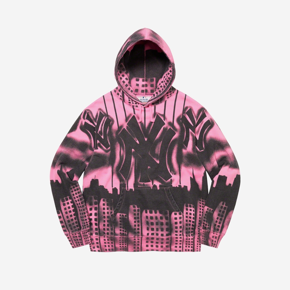 Supreme x New York Yankees Airbrush Hooded Sweatshirt Pink - 21FW 상세 이미지 1