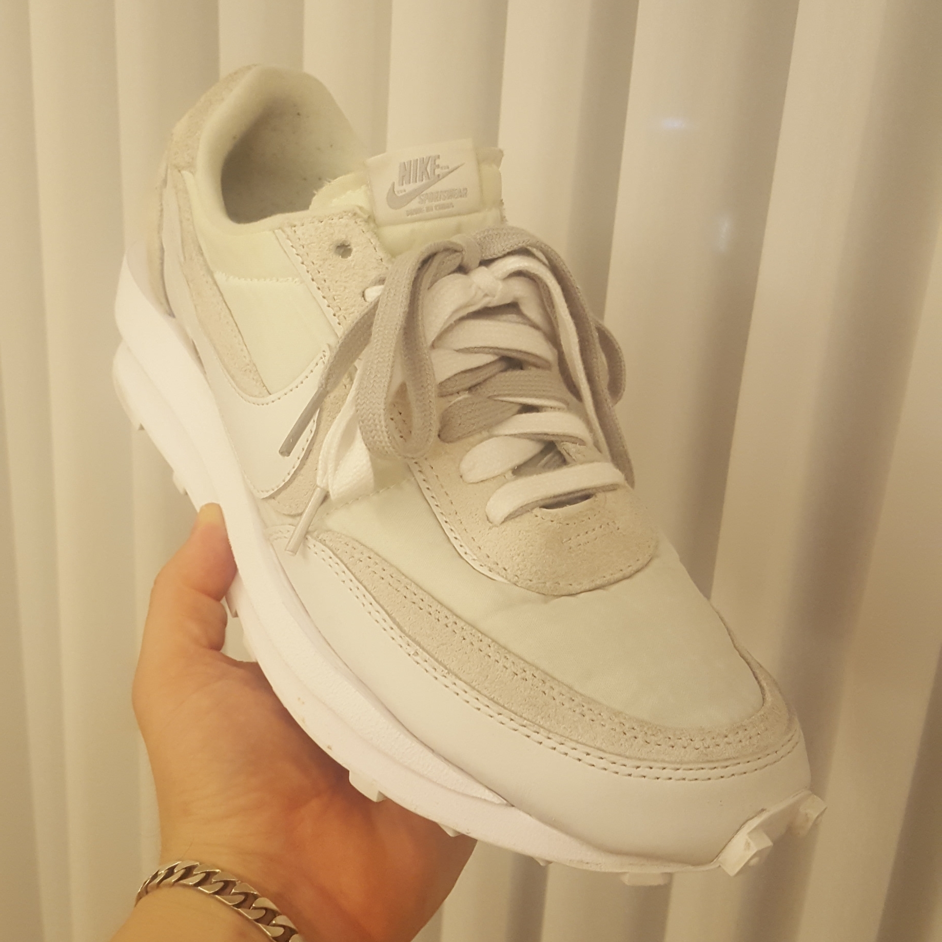 Nike x Sacai LDWaffle White Nylon 착용 스타일 - 1