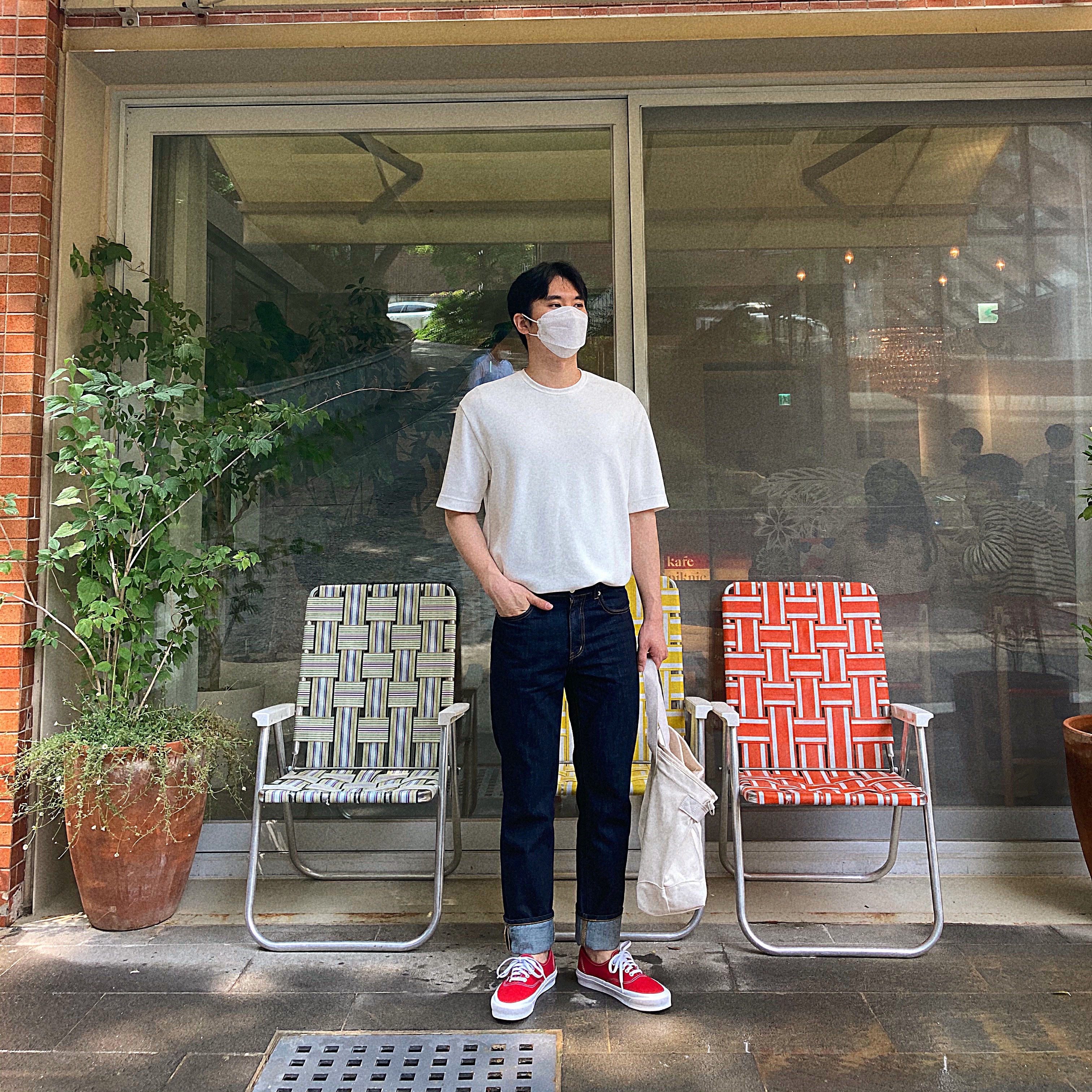 Vans Vault OG Authentic LX Red 착용 스타일