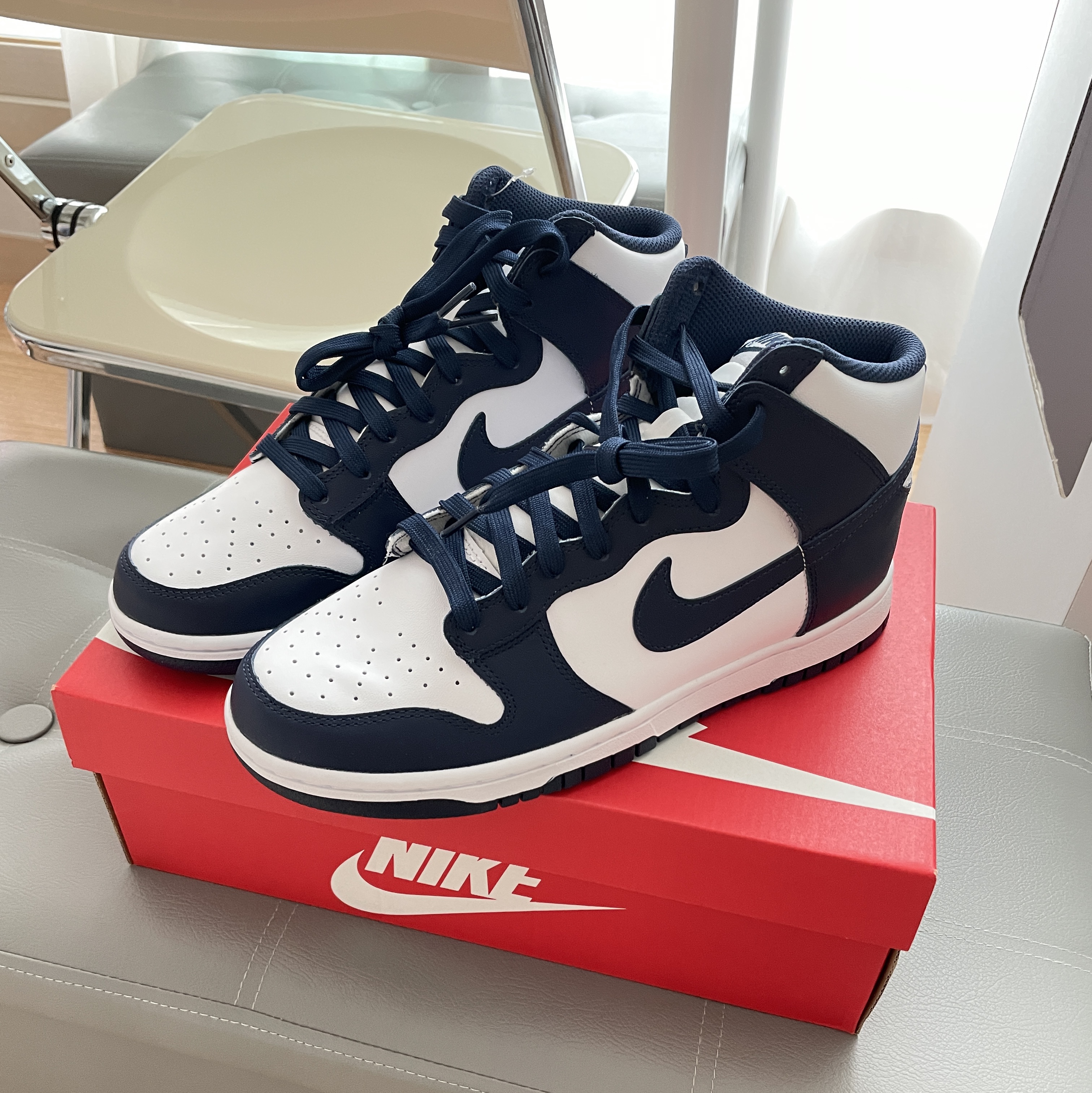 Nike Dunk High Retro Championship Navy 착용 스타일 - 1