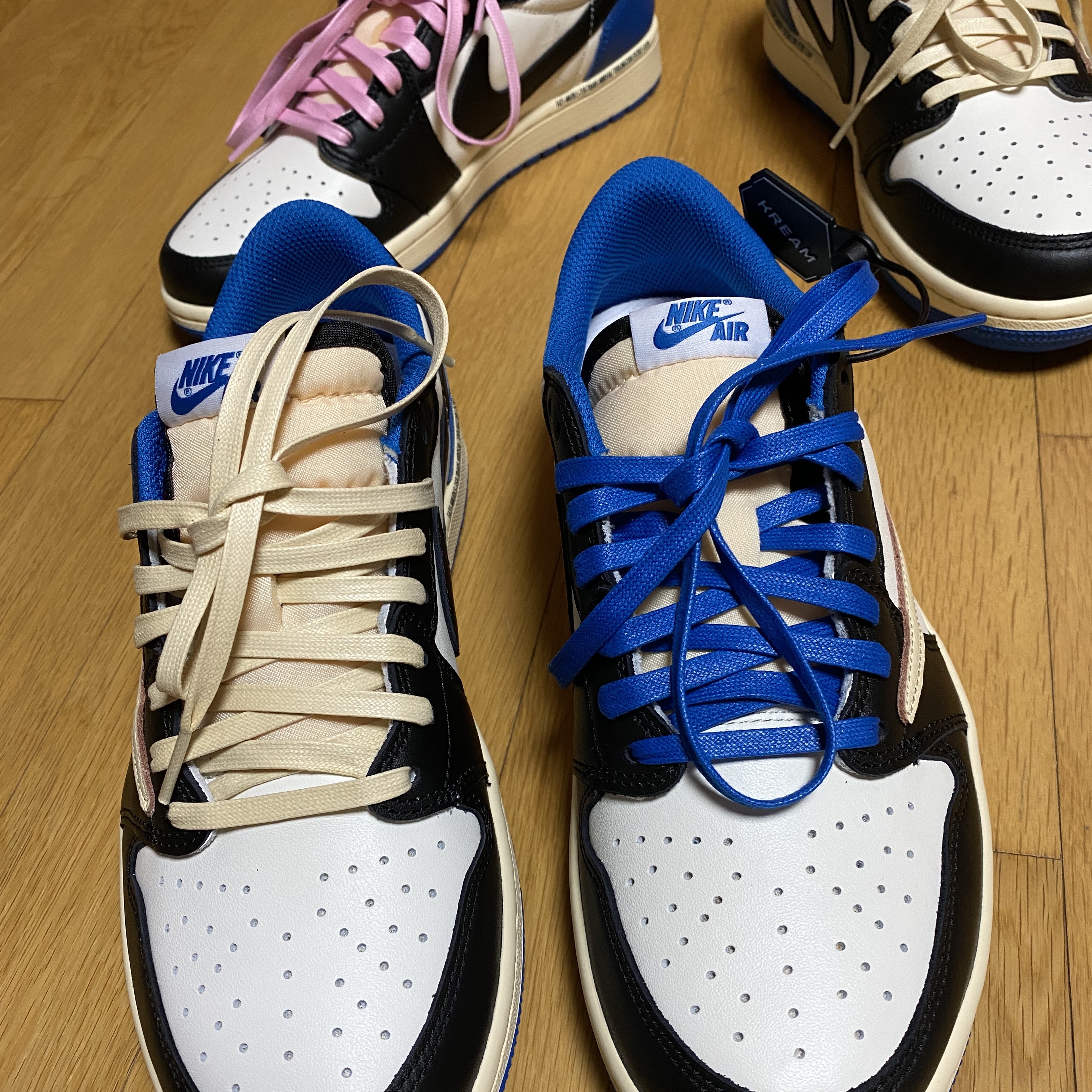 Jordan 1 x Travis Scott x Fragment Retro Low OG SP Military Blue, Jordan x Travis Scott x Fragment Hoodie Black (DJ0615-010) 착용 스타일 - 2