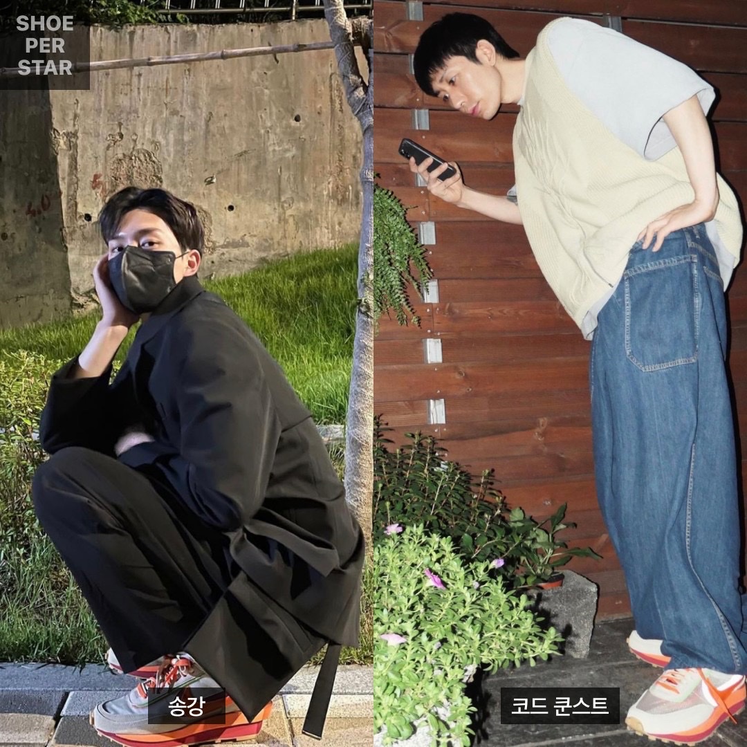 Nike x Sacai x Clot LDWaffle Orange Blaze 착용 스타일 - 1