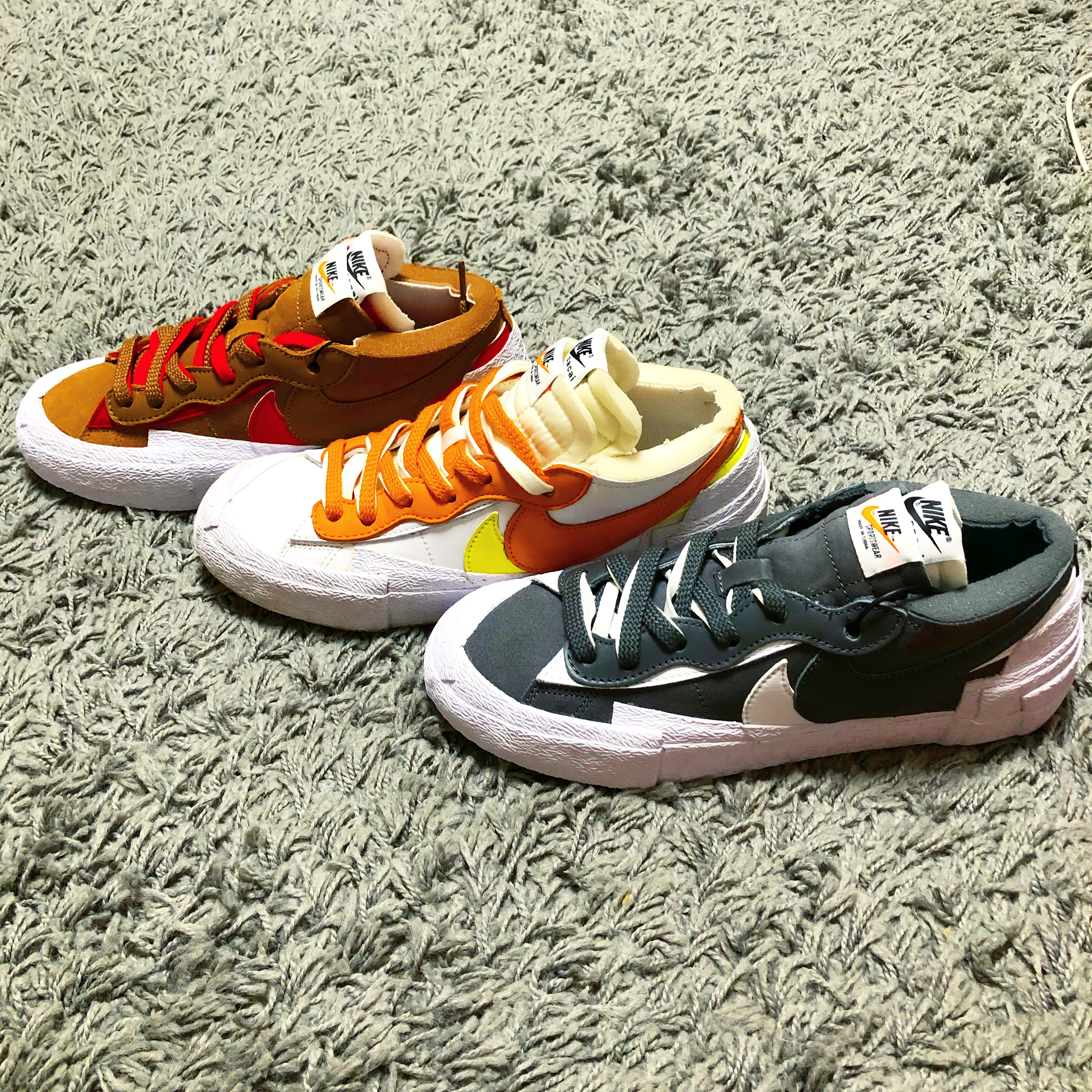 Nike x Sacai Blazer Low Iron Grey, Nike x Sacai Blazer Low Magma Orange 착용 스타일
