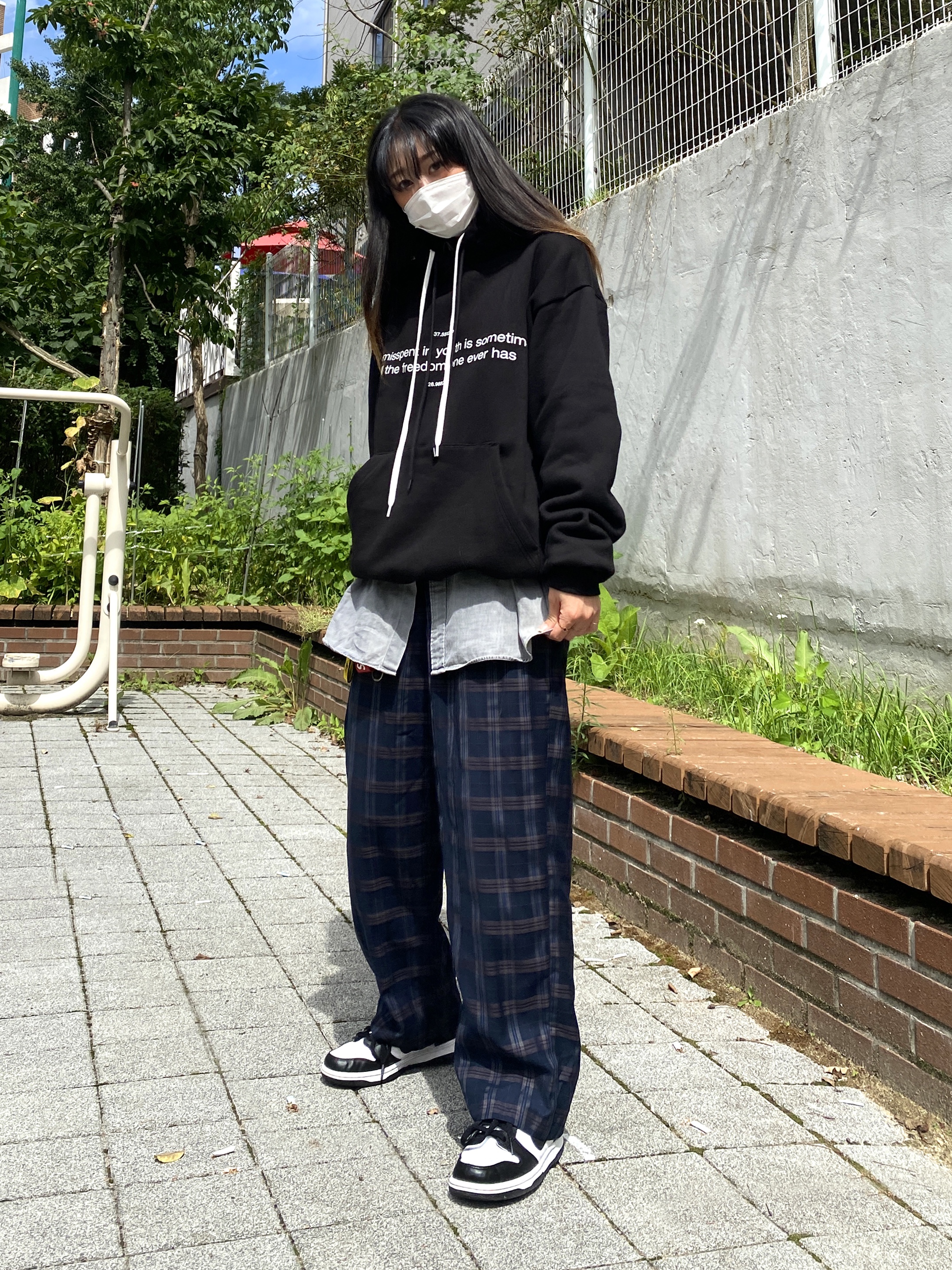Nike Dunk Low Retro Black, (W) Nike Dunk Low Black 착용 스타일 - 1